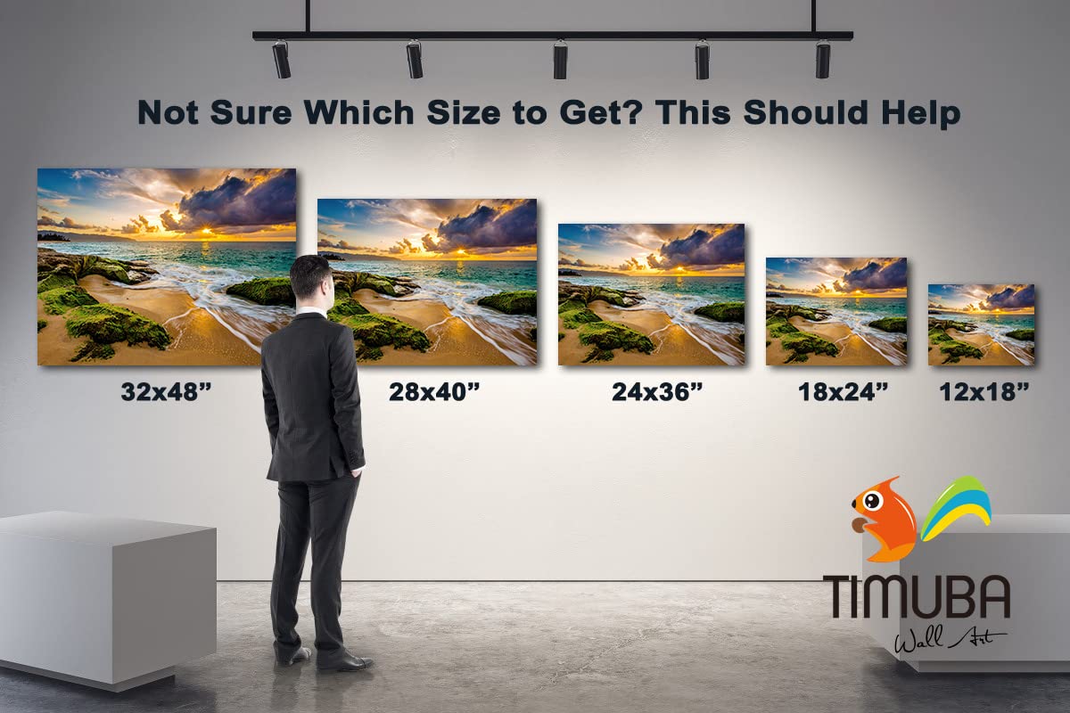 Beach Wall Art Canvas Print - 32x48 Inches Coastal Sunset Pictures for Bedroom & Living Room Decor | Ocean Themed Home Decoration | Perfect for Beach House, Vacation Rental or Coastal Style Interior Design