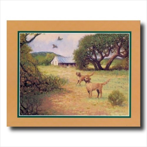 Handcrafted Honey Framed Wall Art Print - Rustic Cabin Lodge Style Hunting Quail Dog & Bird Scene | Perfect for Home Decor, Living Room, Bedroom or Office