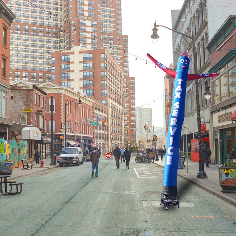 20ft Inflatable Tube Man Air Dancer with 1HP 2-Speed Blower - Blue/Red Waving Puppet for Advertising & Events - Perfect for Car Dealerships, Grand Openings & Tax Season Promotions