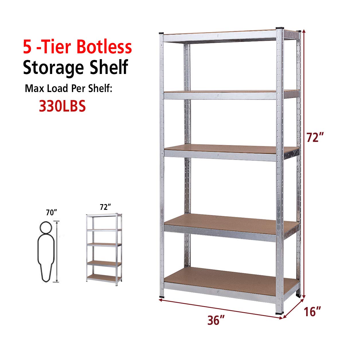 Giantex 4-Pack 5-Tier Heavy Duty Metal Storage Shelves - Adjustable Height Garage Shelving Units, Tool Utility Racks, Space-Saving Organizer for Garage, Warehouse, Home & Office Storage