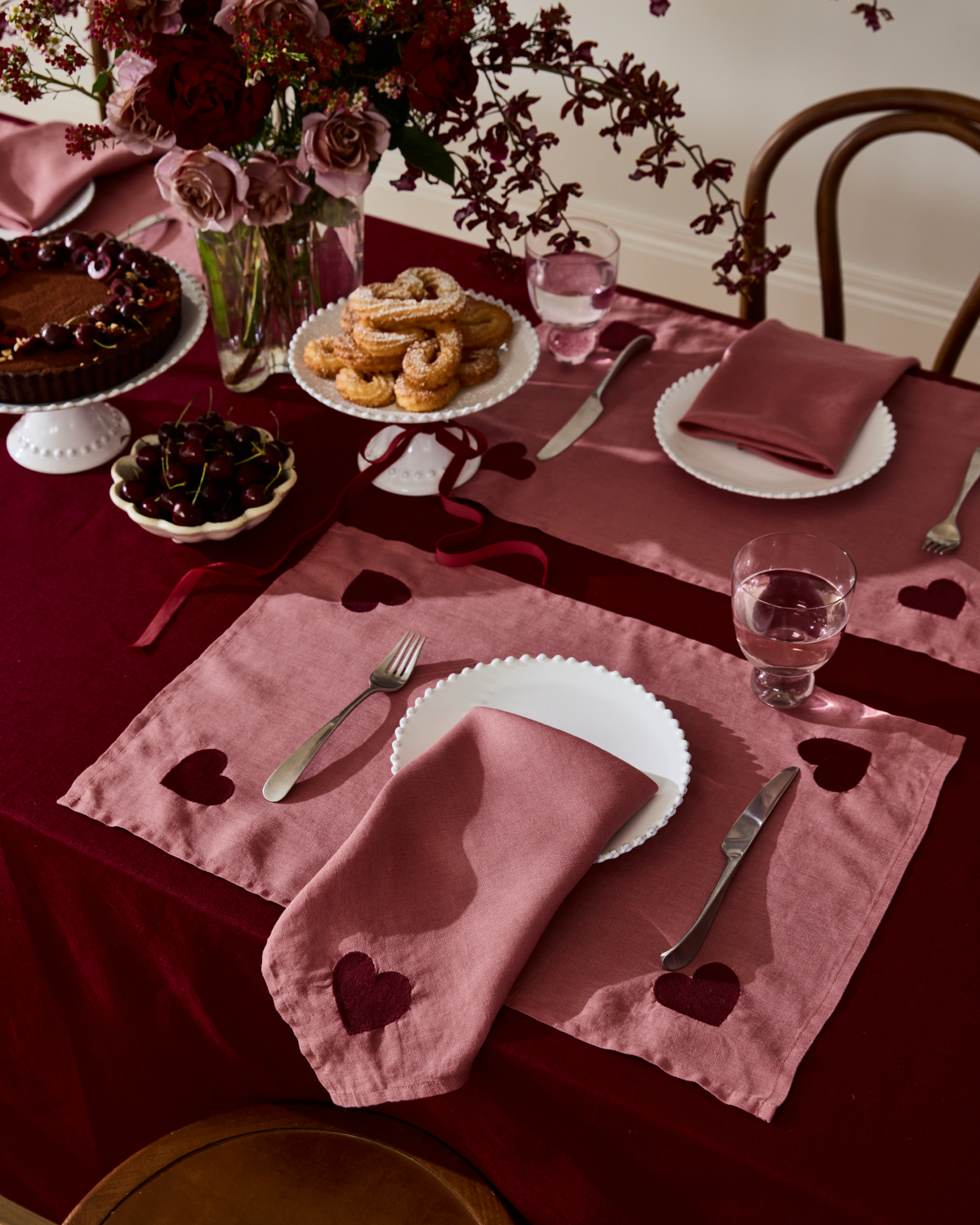 Organic Pink Clay & Mulberry 100% French Flax Linen Placemats Set of 4 - Eco-Friendly Table Mats for Dining, Kitchen, and Home Decor - Perfect for Dinner Parties, Brunch, and Everyday Use