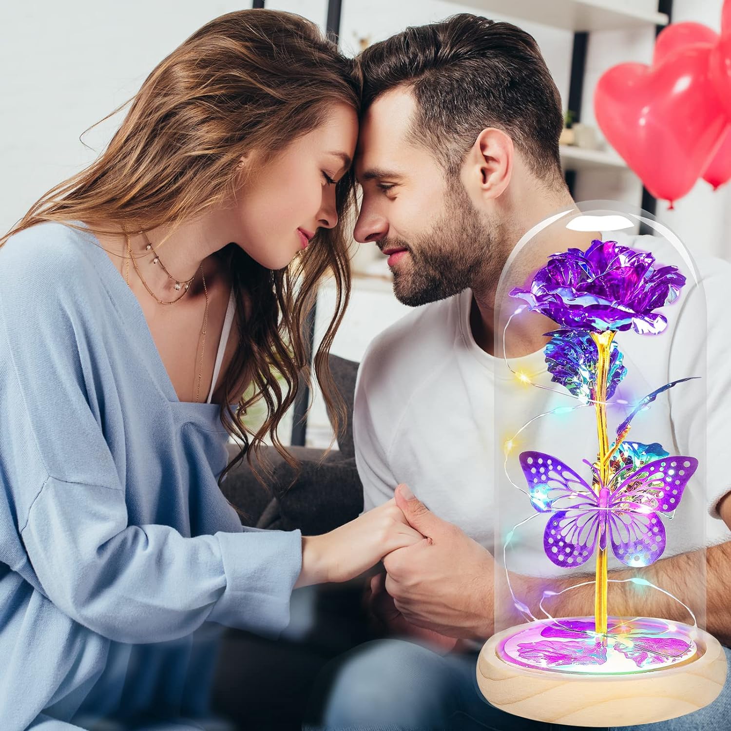 Mother's Day Rose Bouquet - Purple Butterfly Flowers Gift for Mom, Women, Wife, Grandma, Sister | Birthday & Special Occasion Floral Present from Daughter or Son | Perfect for Home Decor, Parties & Celebrations