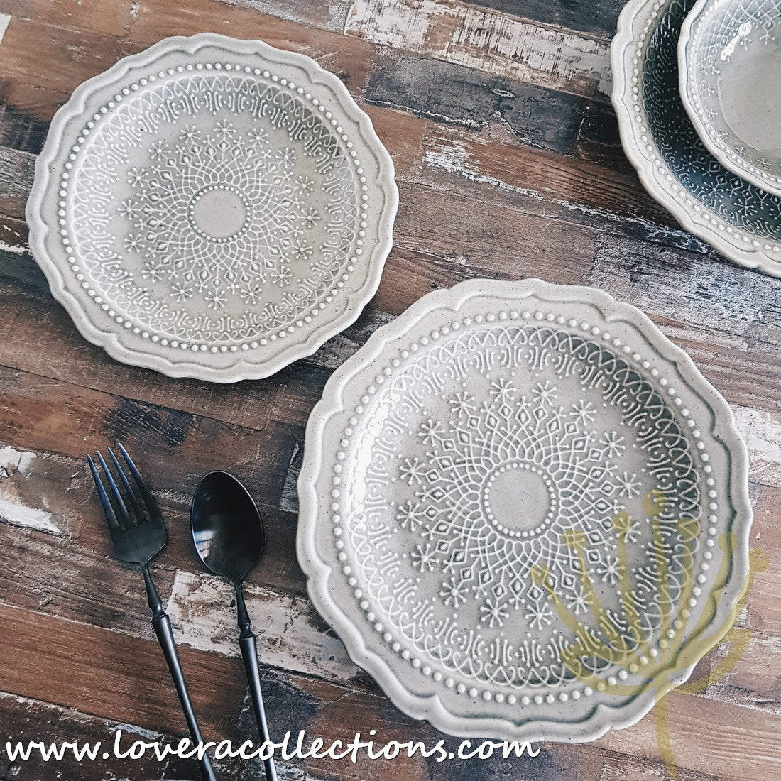 French Lace Dinnerware Set - Elegant Porcelain Plates & Bowls for Formal Dining, Wedding Reception & Holiday Table Setting (50% Off Limited Time Sale)