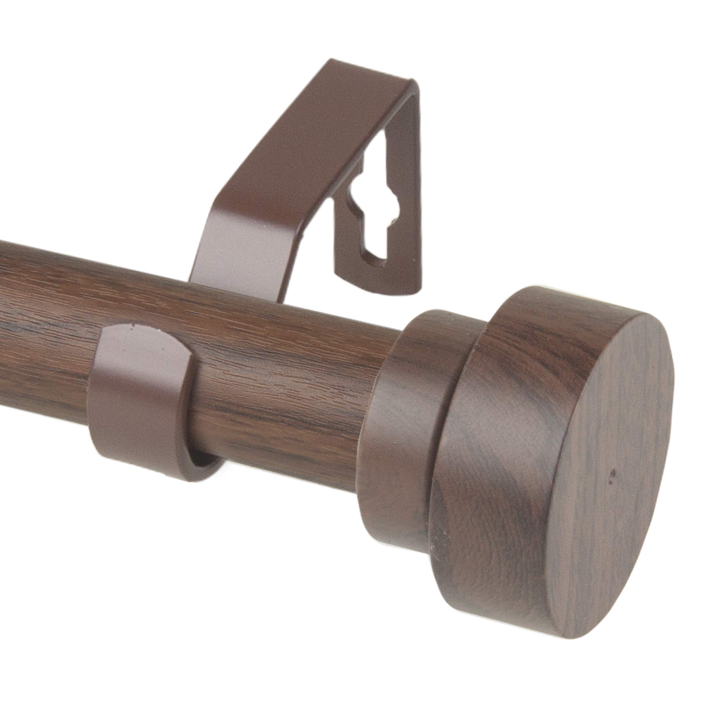 Rod Desyne 1 Inch Bonnet Faux Wood Single Curtain Rod, 120 to 170 Inches, Dark Walnut - Perfect for Living Room, Bedroom & Window Treatments