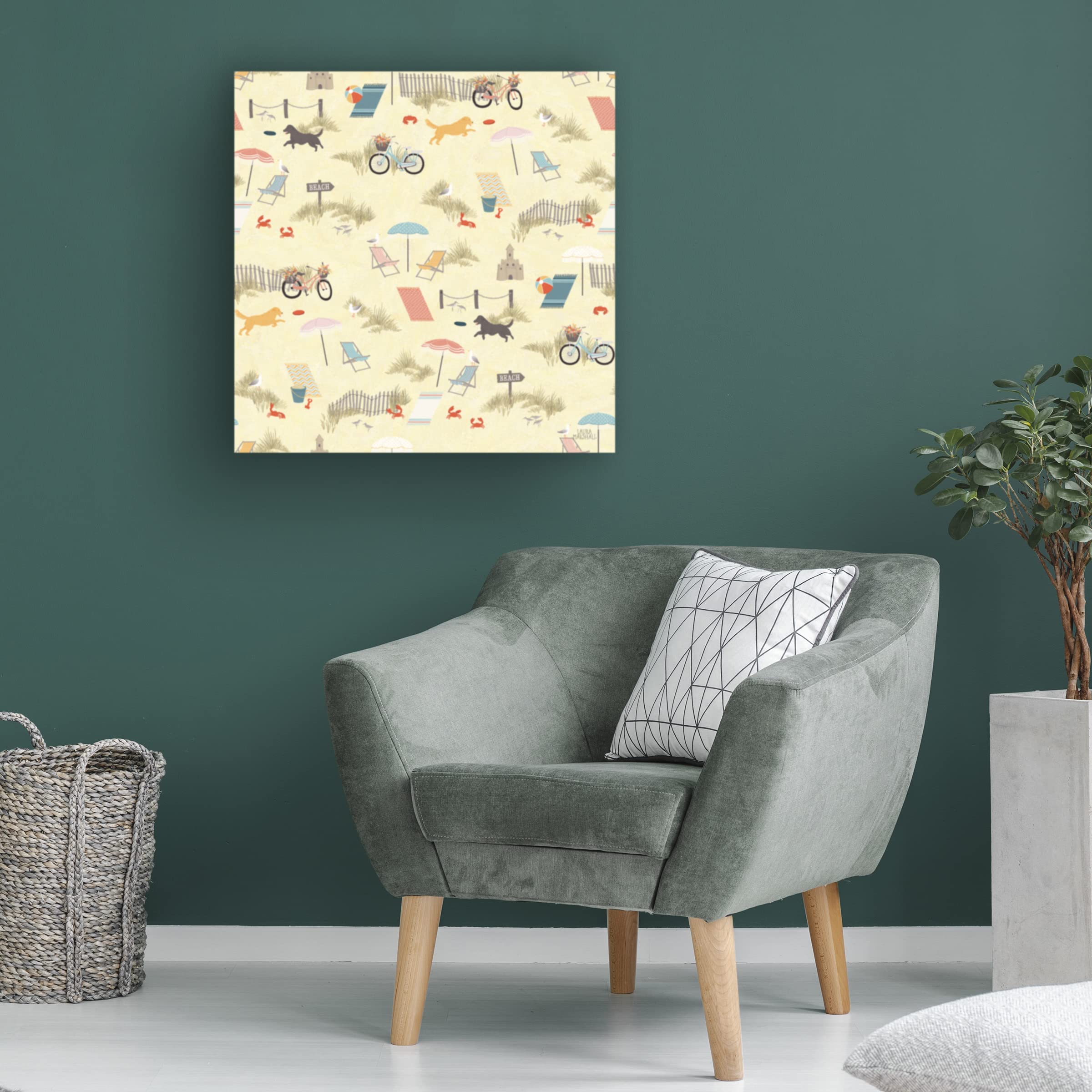 Laura Marshall 'Seaside Village Pattern VI' Canvas Wall Art Print - Coastal Home Decor for Living Room, Bedroom & Office