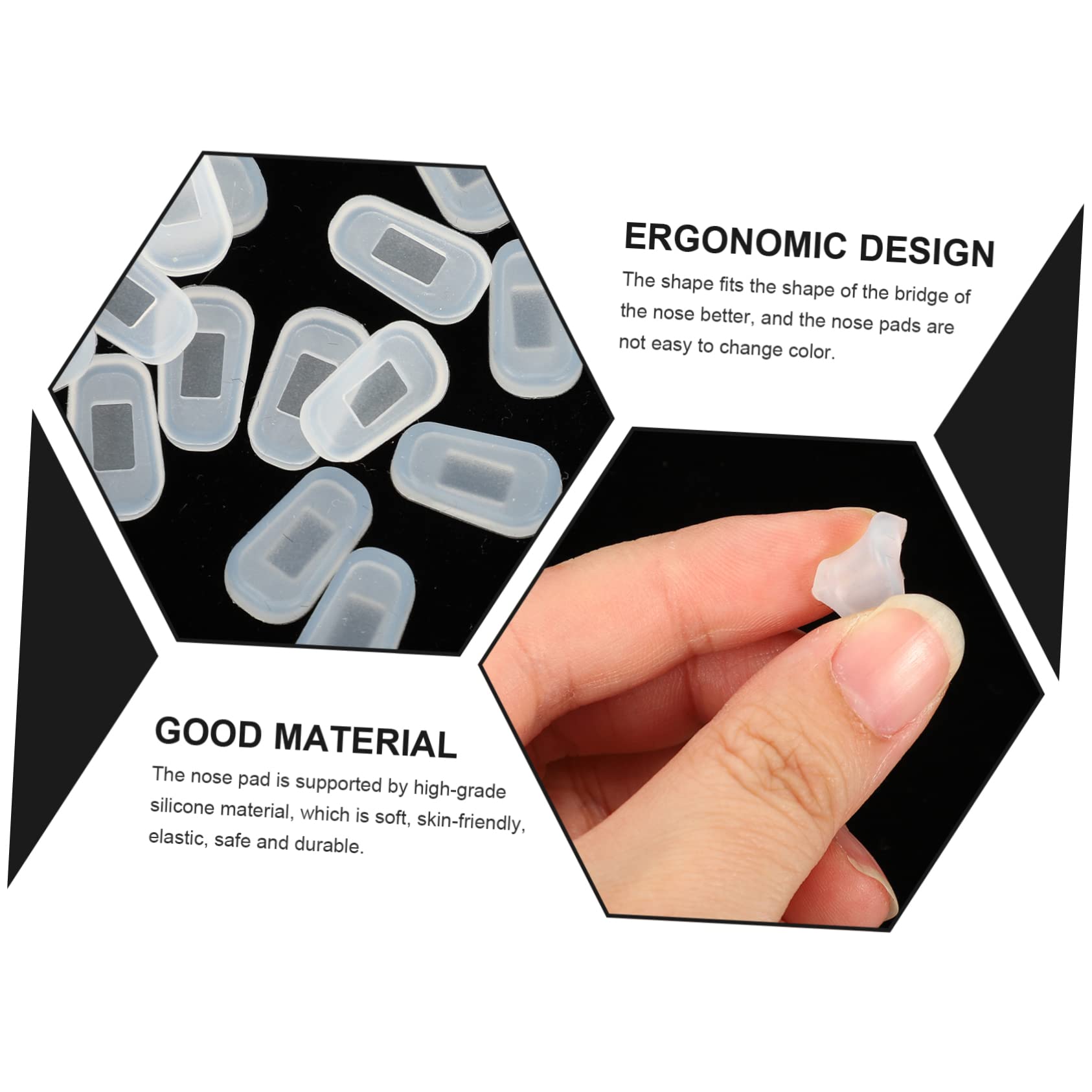 Healeved 60 Pairs Silicone Nose Pads for Glasses - Soft Gel Replacement Nose Pads for Eyewear Accessories - White Anti-Slip Comfort Nose Cushions - Perfect for Reading, Driving & Daily Use