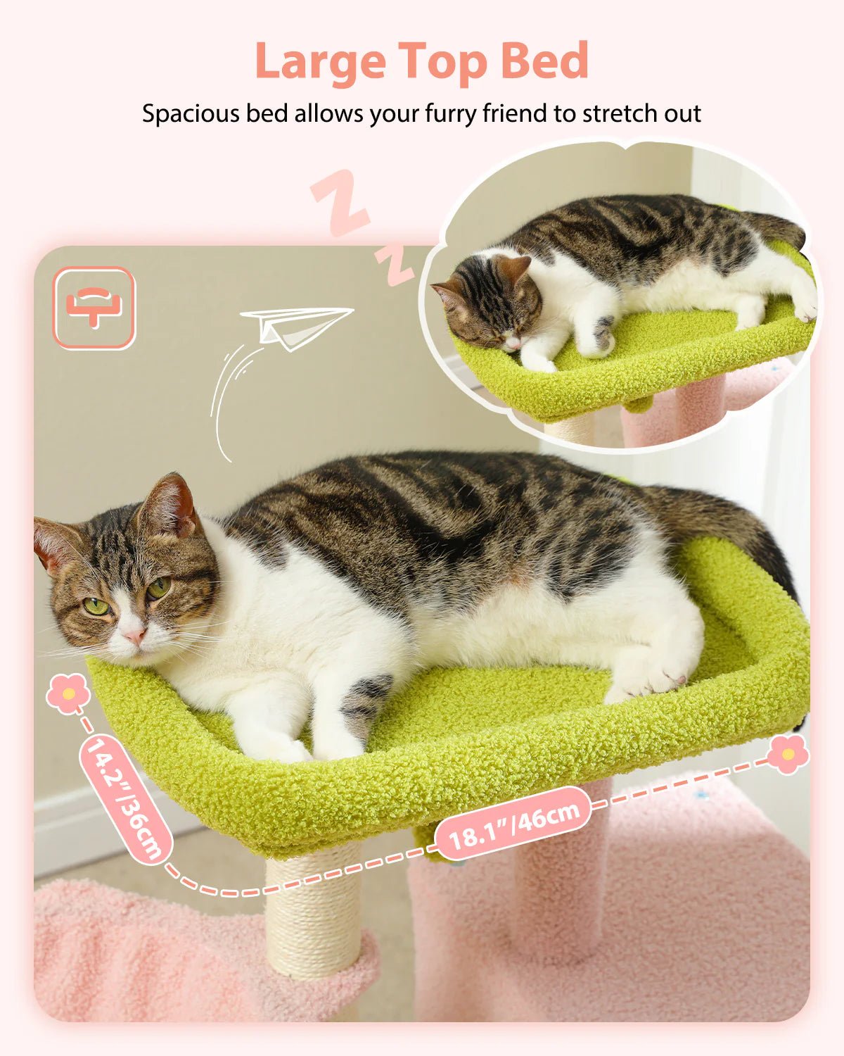 Pink Cat Condo Scratching Post with Hammock - Multi-Level Cat Tree Furniture for Climbing, Scratching & Lounging - Perfect for Indoor Cats Play & Relaxation