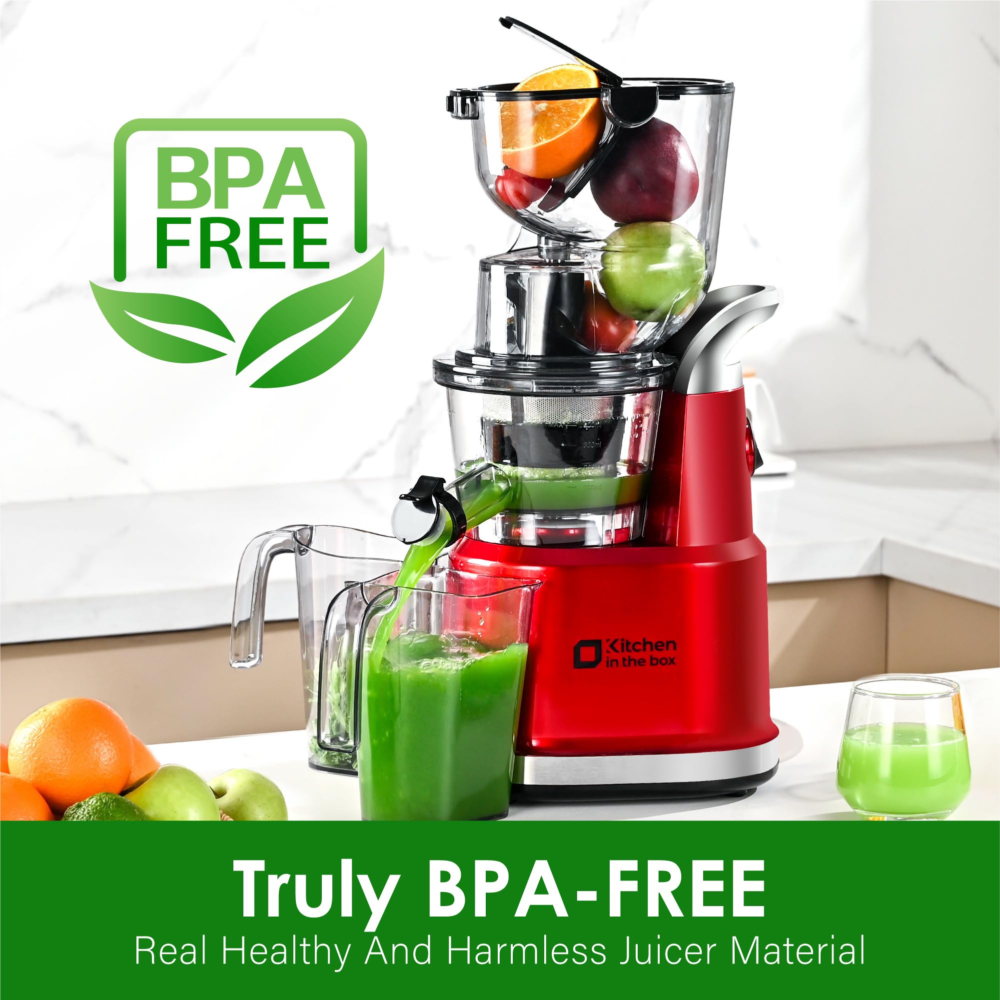 Premium Cold Press Juicer Machine - Slow Masticating Juicer with 3.26