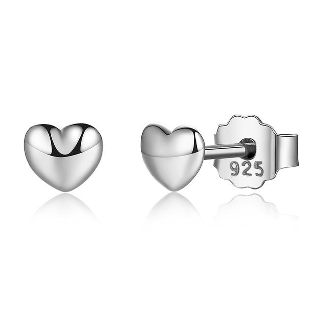 925 Sterling Silver Plain Hearts Stud Earrings for Women - Hypoallergenic Minimalist Jewelry - Perfect for Valentine's Day, Anniversary, Birthday Gifts & Everyday Wear