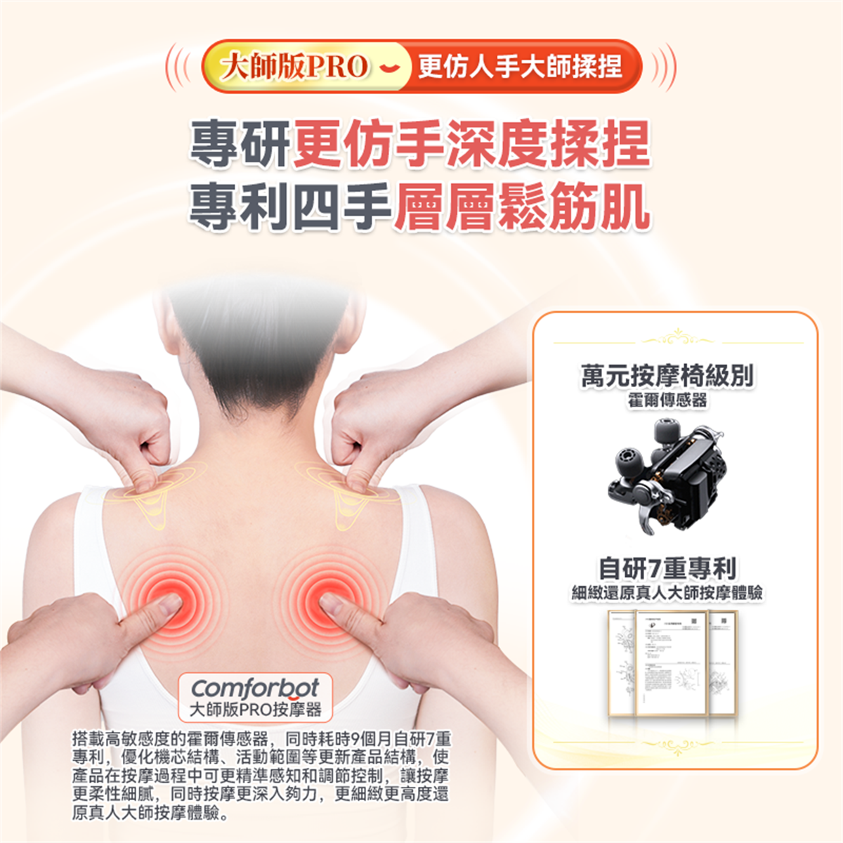 Comforbot Master Pro 4D+ Deep Tissue Massager with Heat - Kneading, Tapping, Shiatsu & Air Compression for Muscle Pain Relief & Relaxation - Perfect for Home, Office & Travel Use