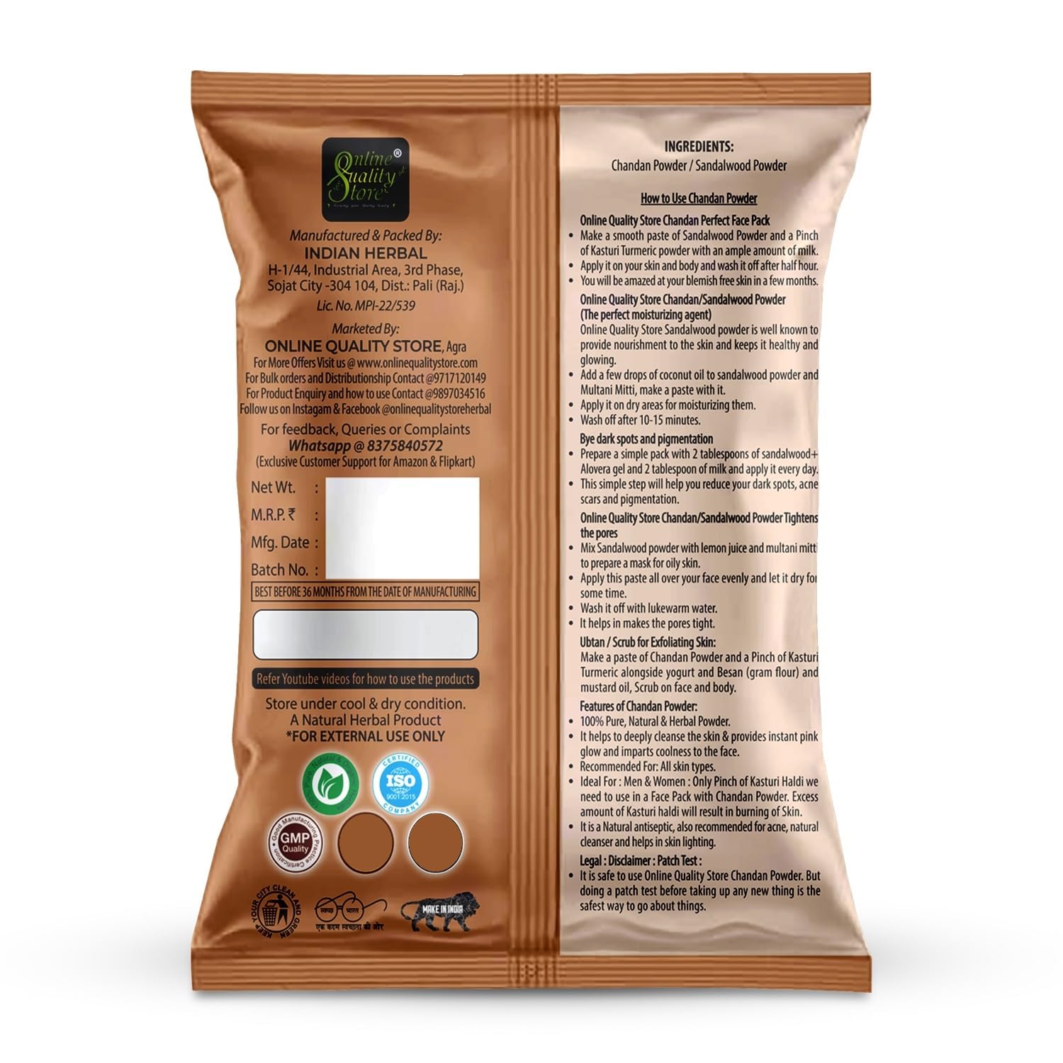 Premium Organic Sandalwood Powder (Chandan) for Face, Puja & Skincare - 100% Natural, 100g Pack - Perfect for DIY Face Masks, Aromatherapy & Spiritual Rituals