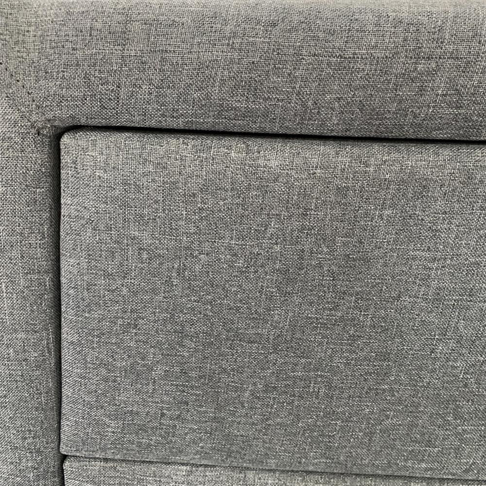 4-Piece Light Grey Upholstered King Size Bedroom Set with Storage Drawers - Oak Finish Bed, Nightstand & Dresser | Perfect for Master Bedrooms & Guest Rooms
