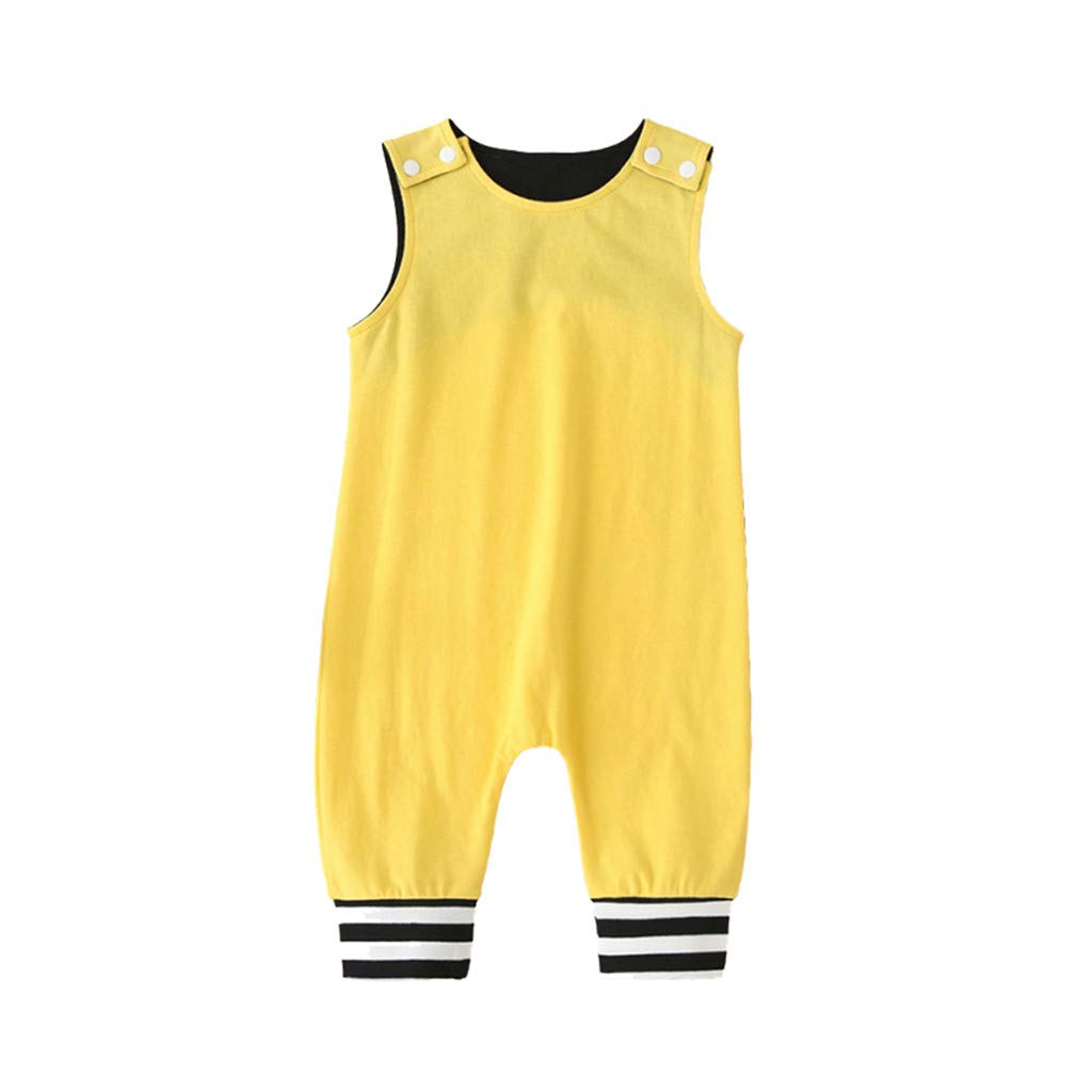 Baby Boys Girls Sleeveless Solid Romper Jumpsuit - Summer Infant Clothes (Yellow, 6-9 Months) - Perfect for Playtime, Beach Outings & Family Photos