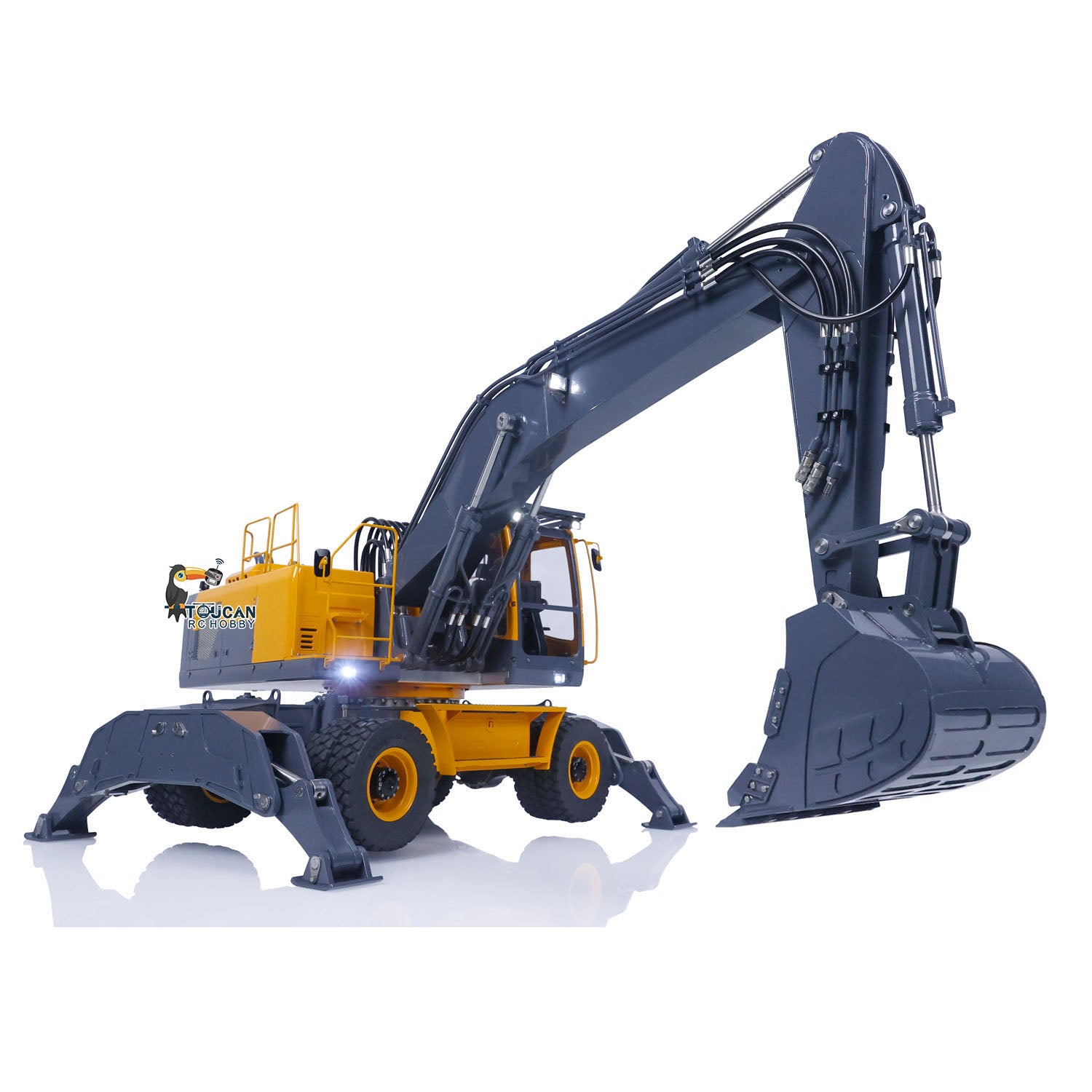 1/14 Scale LESU RC Metal Hydraulic Wheeled Excavator Model - ET30H with Pump Cabin, Sticker Display, Grapple, Ripper Bucket & Scraper Compactor - Perfect for Construction Toy Collection, RC Hobbyists and Model Display Scenes