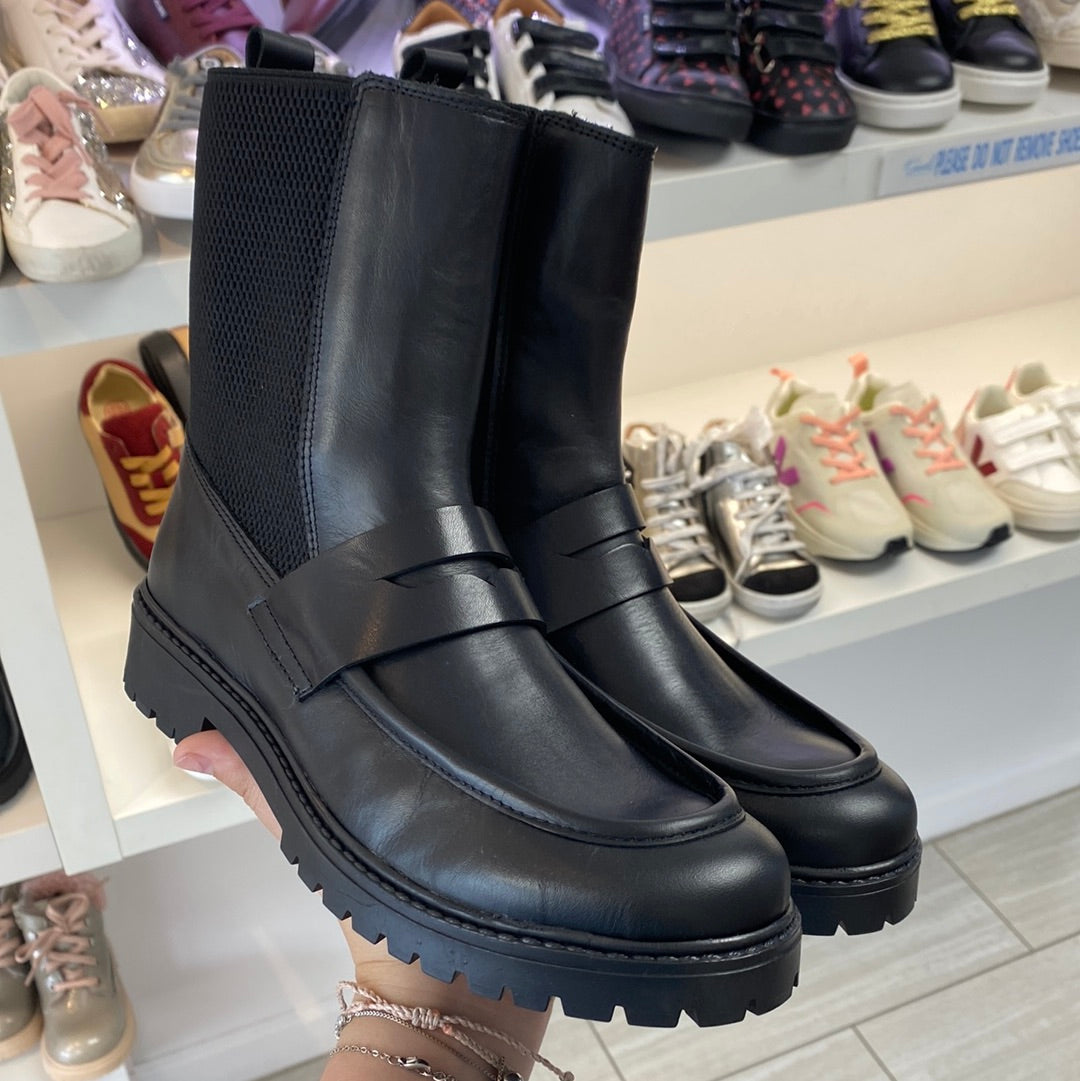 Blublonc Black Elastic Penny Boots for Women - Comfortable & Stylish Ankle Boots for Casual Wear, Work & Outdoor Activities