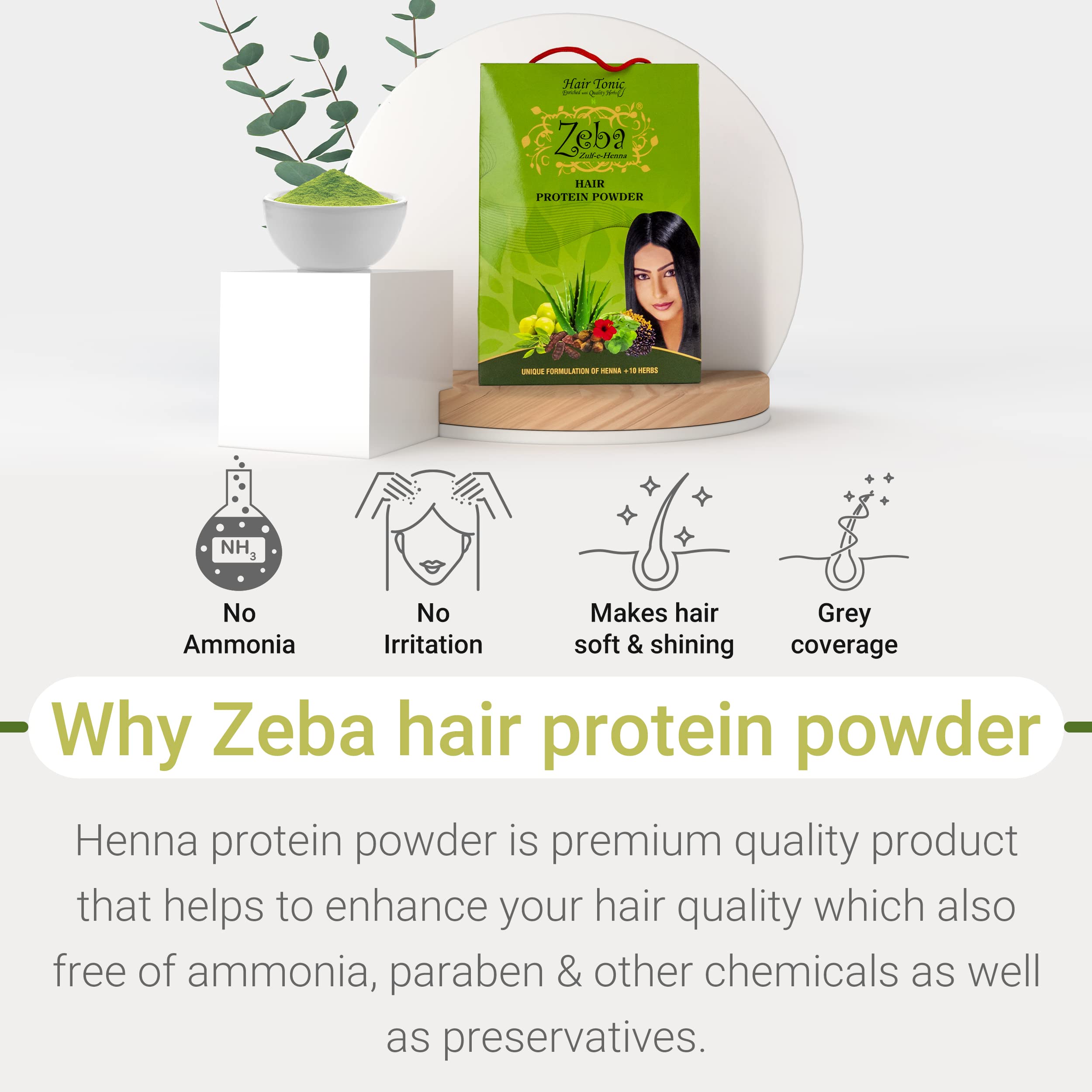 Zeba Herbal Hair Oil & Henna Hair Protein Powder Combo Pack (100ml Oil + 100g Powder) - Reduce Hair Fall, Anti-Dandruff Treatment with Natural Ingredients | For Daily Hair Care, Scalp Nourishment & Stronger Hair Growth