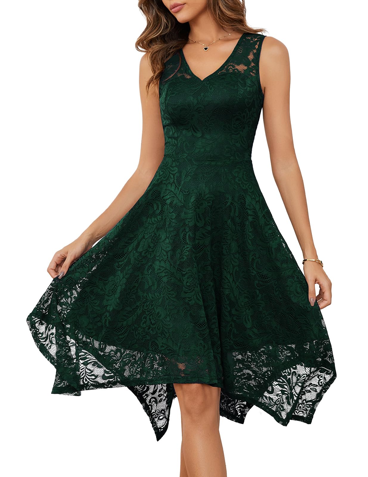 Meetjen Women's Cocktail Party Dresses 2025 - Elegant Handkerchief Hem Lace Formal Gown for Wedding Guest, Bridesmaid & Prom | Perfect for Evening Galas, Anniversary Dinners & Special Occasions