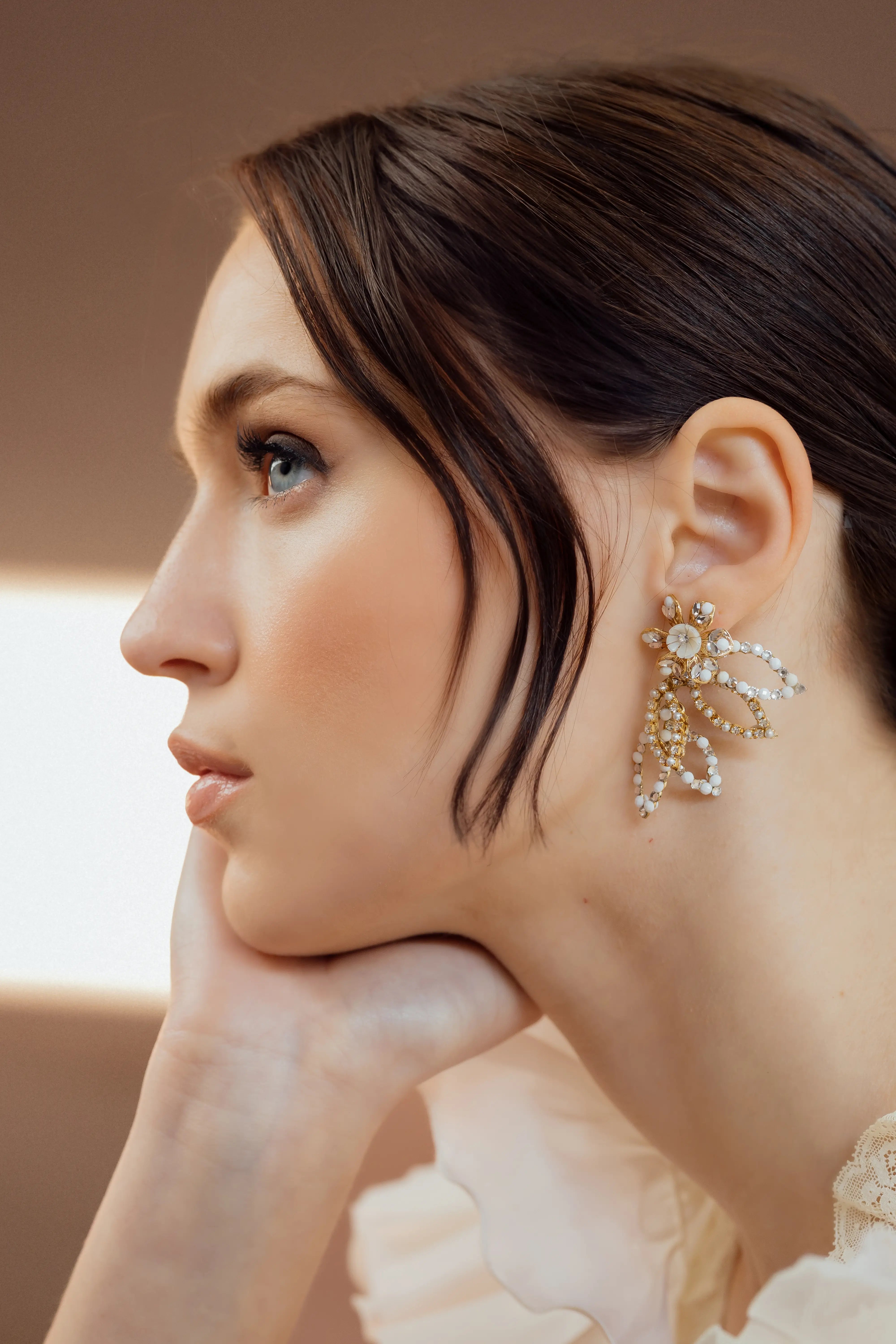 Golden Laurel Leaf Earrings Jacket - Elegant Gold-Tone Ear Cuffs for Women - Perfect for Weddings, Parties & Special Occasions