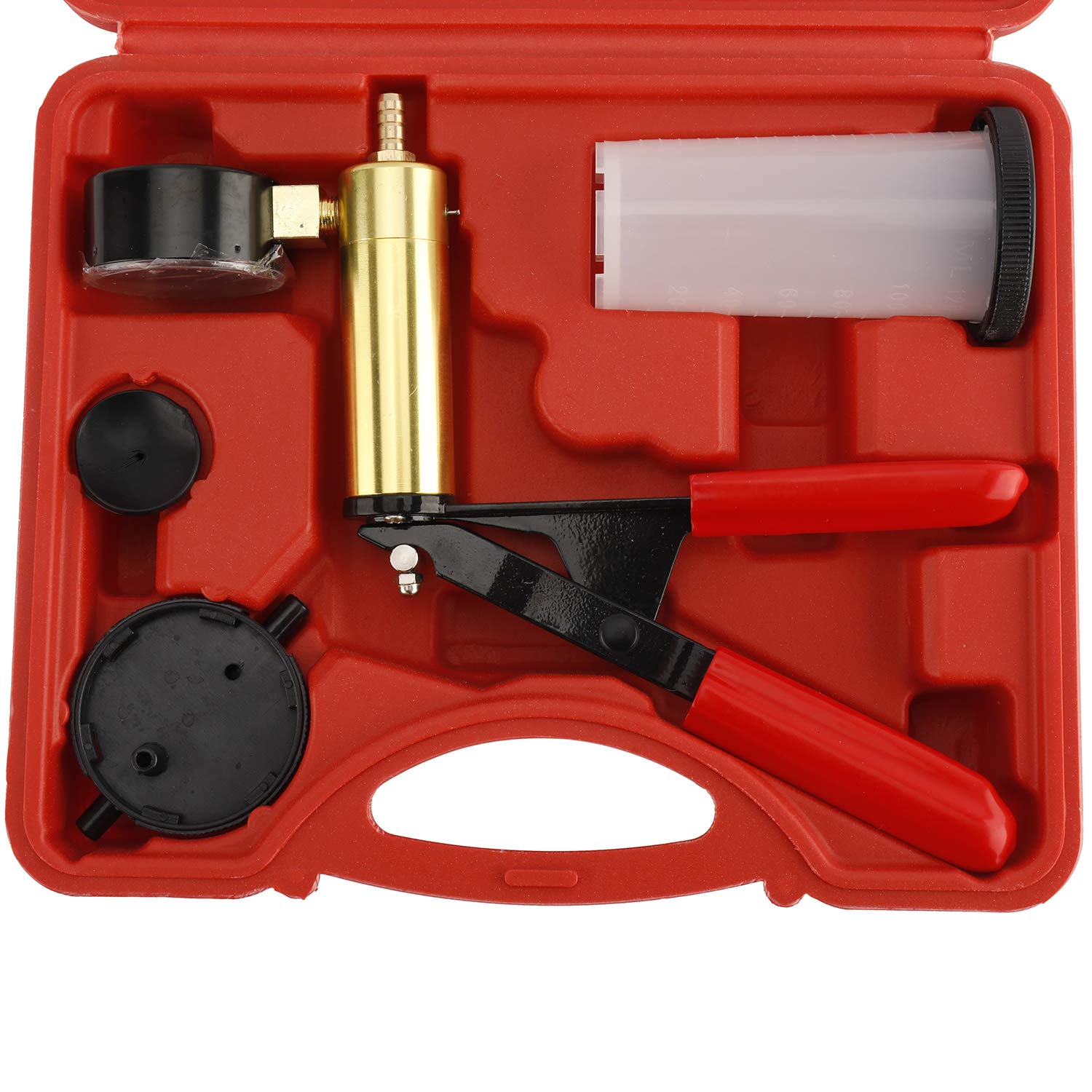 8MILELAKE Brake Bleeder & Vacuum Pump Kit - Handheld Automotive Brake Fluid Bleeding Tool with Pressure Gauge - Perfect for Car Maintenance, Motorcycle & Truck Brake System Repair