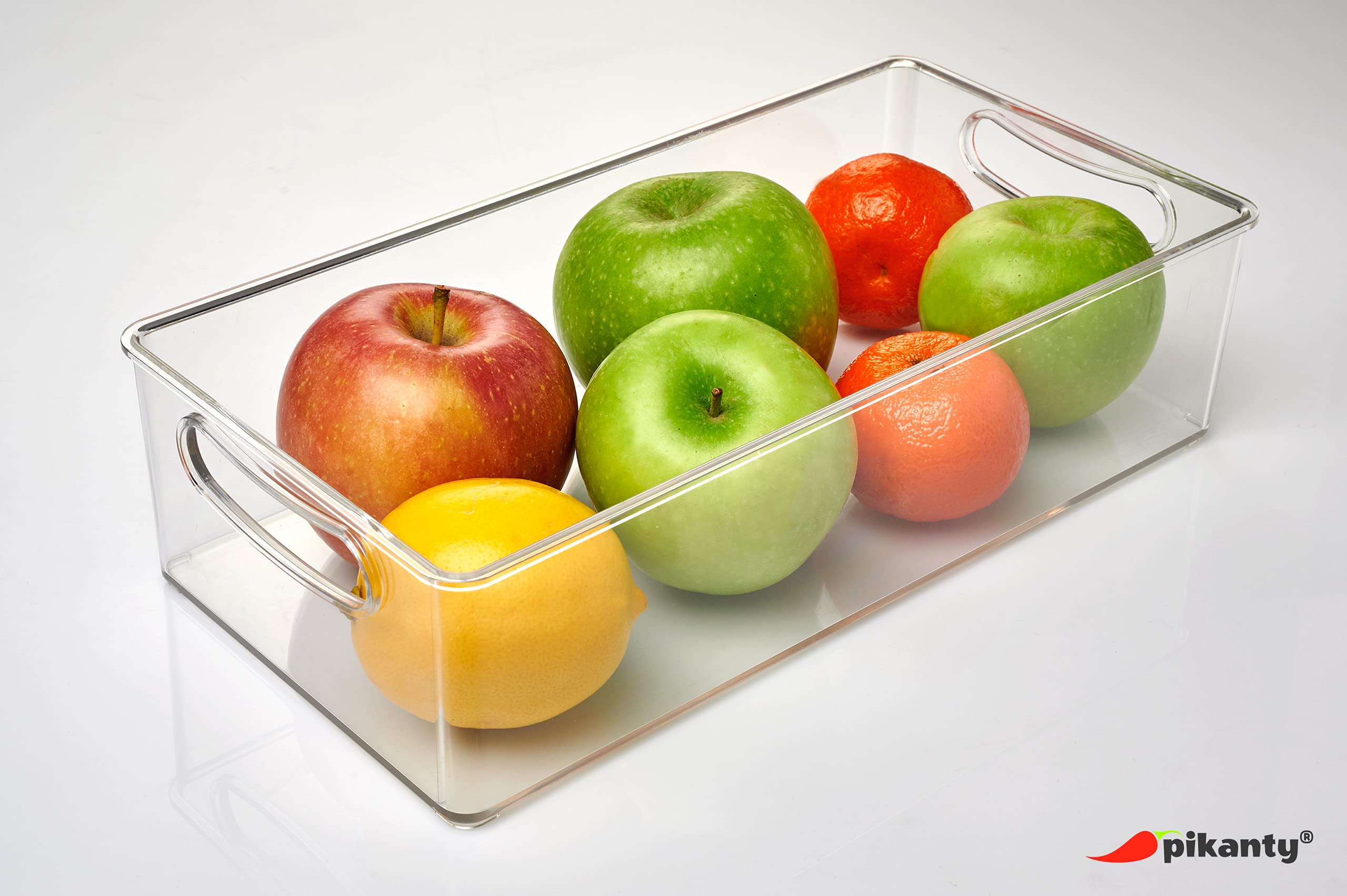11-Inch Clear Plastic Refrigerator Organizer Bin with Handles - Space Saving Fridge Storage Container for Pantry, Countertop & Kitchen Organization - Dishwasher Safe & Durable - Made in USA - Perfect for Fruits, Vegetables & Beverage Storage