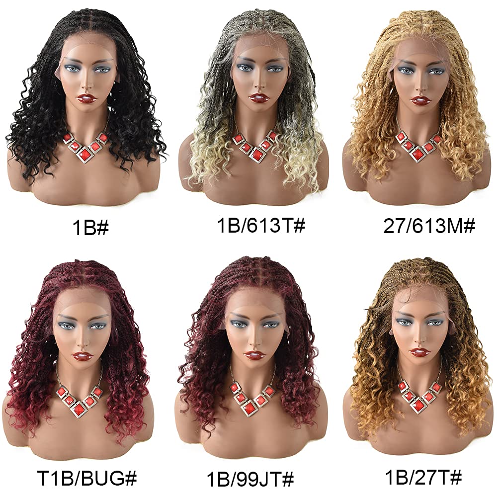 Black Women's Lace Front Wigs - Hand Cornrow Braided Micro Twist Full Cap Wig with Swiss Lace | Lightweight Afro Box Braided Wig (#27/613M Blonde) | Perfect for Daily Wear, Parties & Protective Hairstyles
