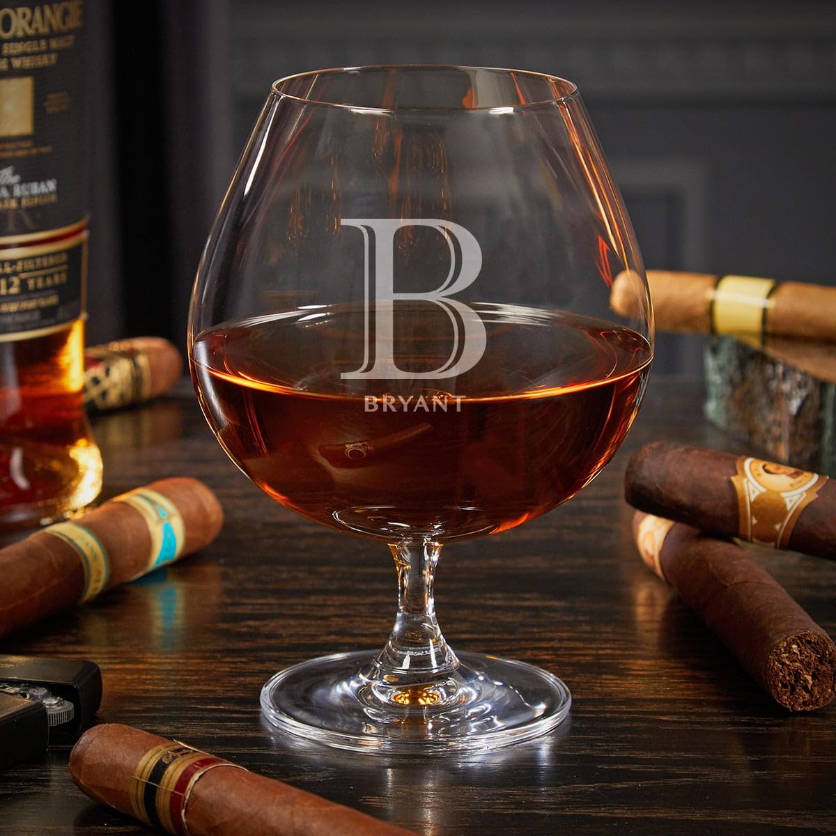 Personalized Oakmont Cognac Glasses Set - Engraved Crystal Brandy Glasses for Gifts, Home Bar & Special Occasions - Elegant Whiskey Tumbler Set for Men & Women