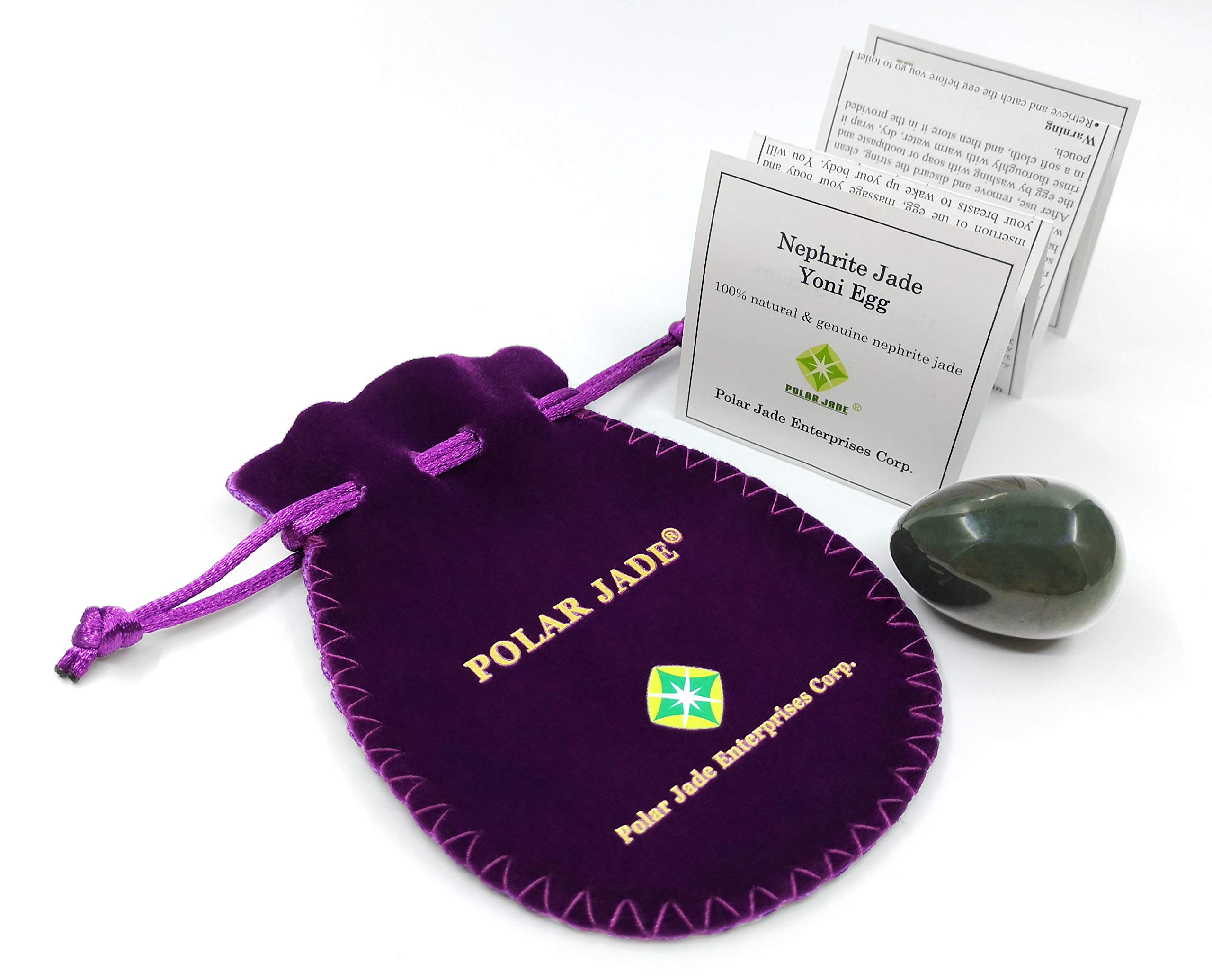 Authentic Nephrite Jade Egg - 35x25mm Drilled Yoni Egg for Pelvic Floor Exercise & Intimate Wellness by Polar Jade - Perfect for Yoga, Meditation & Holistic Healing