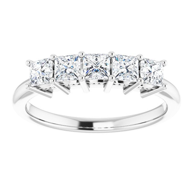 0.90 Carat Princess Cut Diamond Wedding Band with Hidden Milgrain Accent - Elegant Bridal Ring for Engagement, Anniversary & Special Occasions