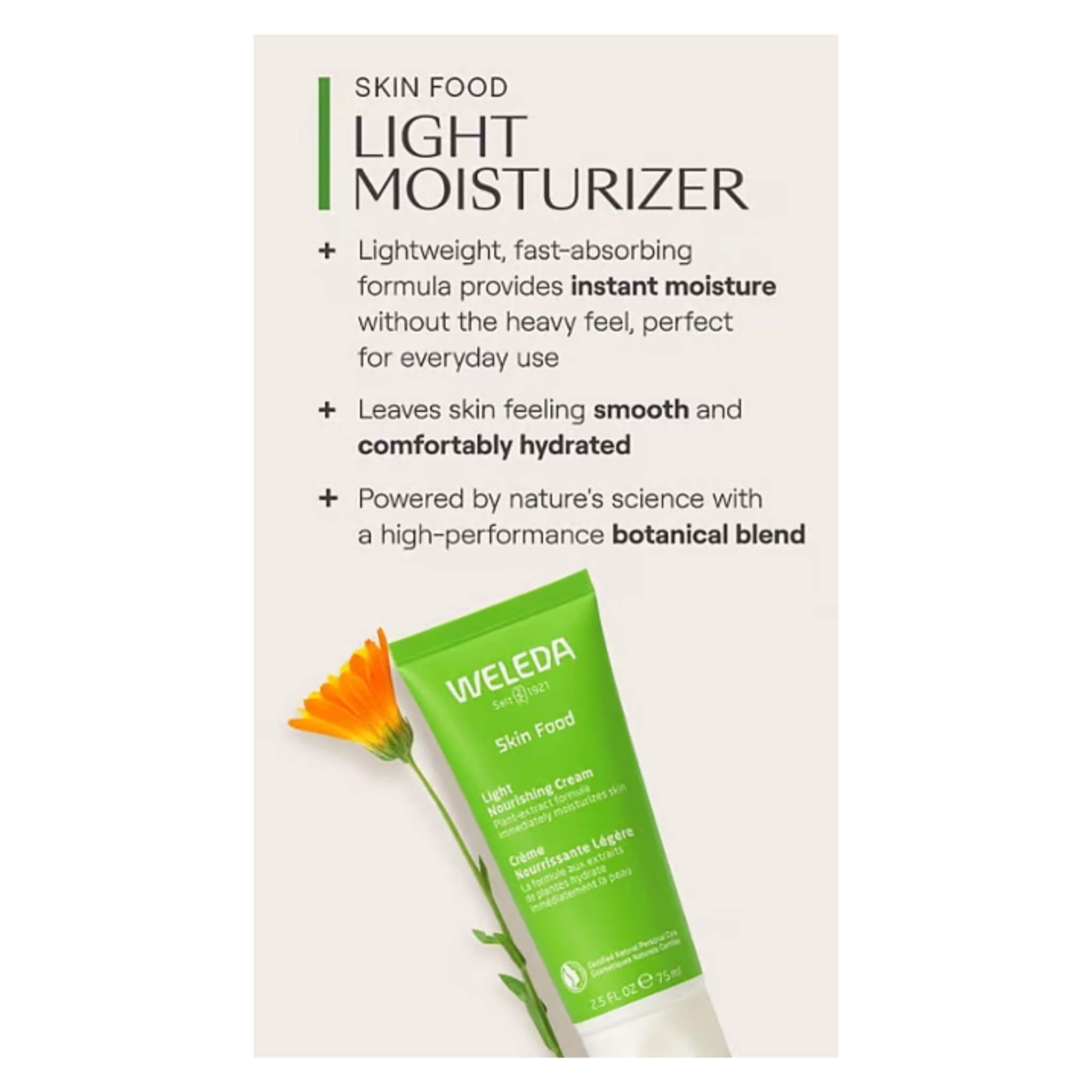 Skin Food Light Nourishing Cream - Hydrating Moisturizer for Dry & Sensitive Skin | Day & Night Face Cream for Glowing Complexion | Perfect for Daily Skincare Routine & Travel Essentials
