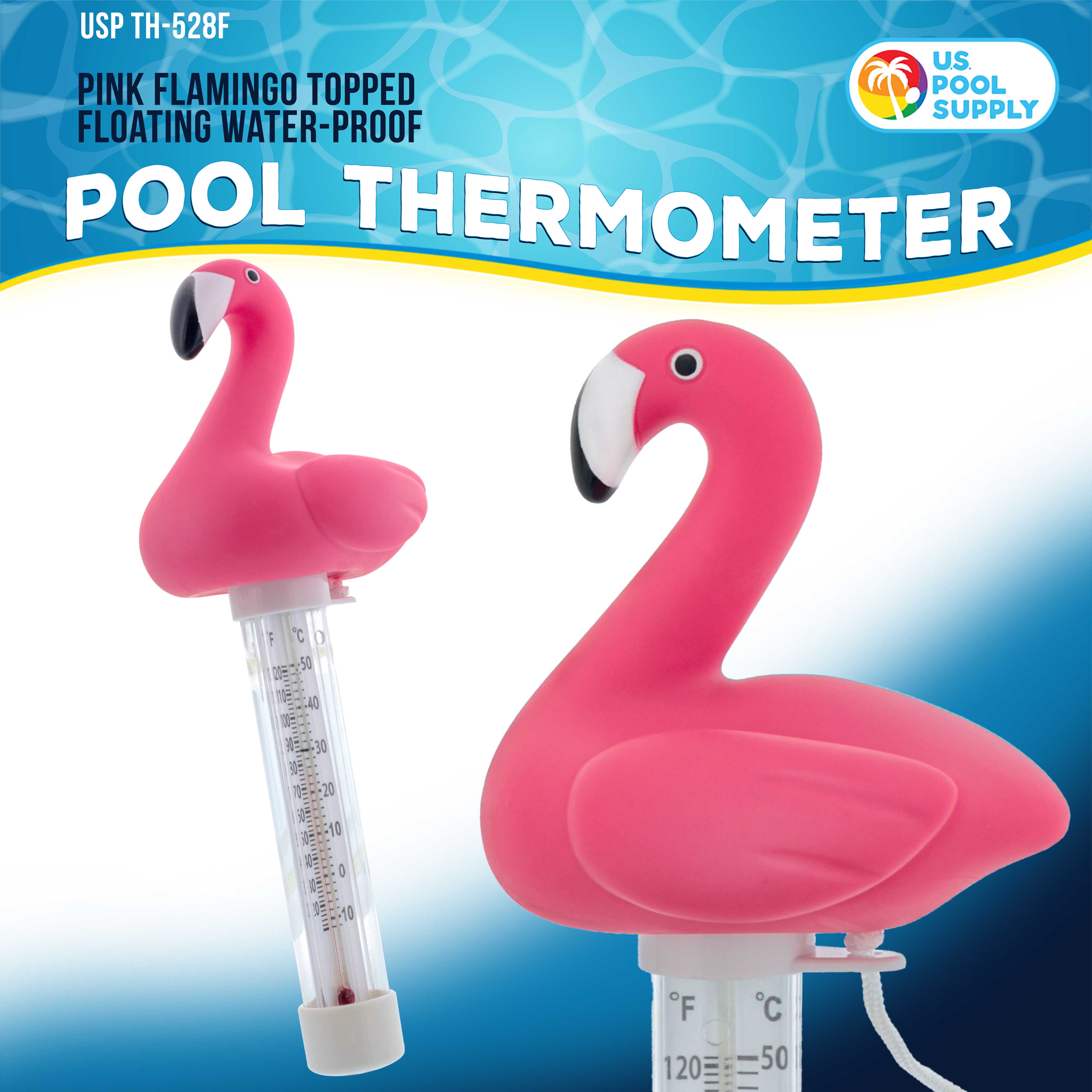 U.S. Pool Supply® Floating Flamingo Thermometer - Easy to Read Temperature Display for Pools & Spas (Measures 120°F/50°C) - Perfect for Swimming Pools, Hot Tubs, Kids Pools & Backyard Water Fun