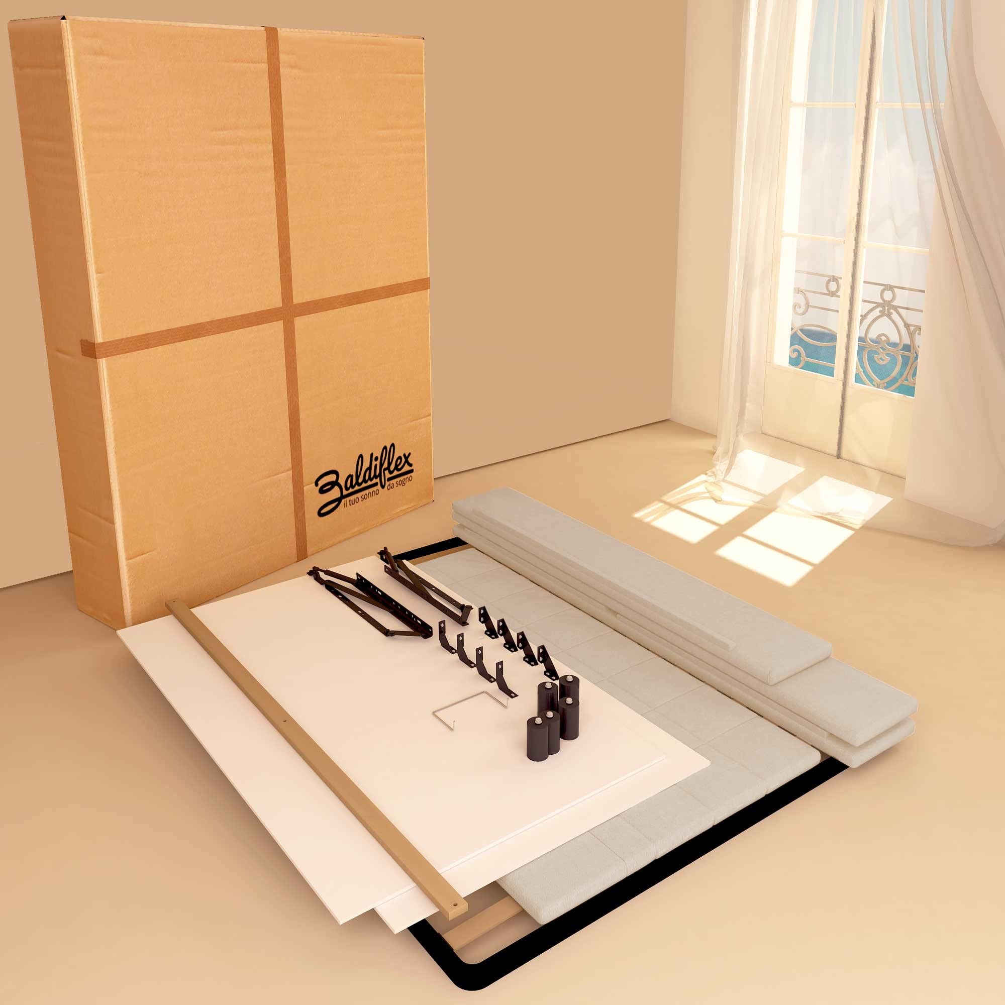 Baldiflex Single Bed with Synthetic Leather Storage Headboard, Slatted Base for Single Mattress, 160x200cm, Elegant White Design - Perfect for Small Bedrooms, Guest Rooms & Studio Apartments