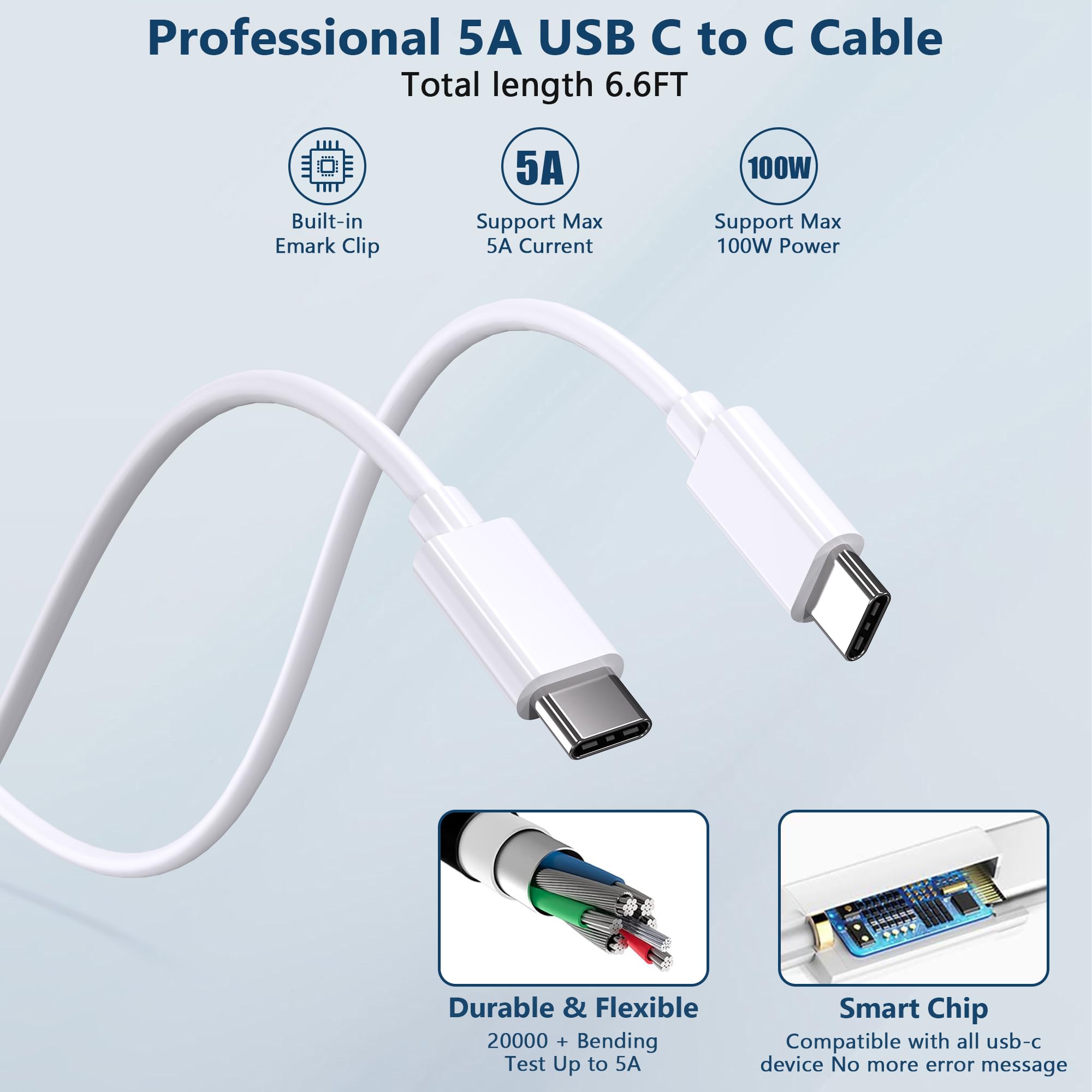 100W USB C Fast Charger for MacBook Pro 16/15/14/13 Inch & MacBook Air 13 Inch | PD 3.0 Power Adapter Compatible with iPad Pro 2021-2018 | Compact Travel Laptop Charger for Home, Office & Coffee Shop Use