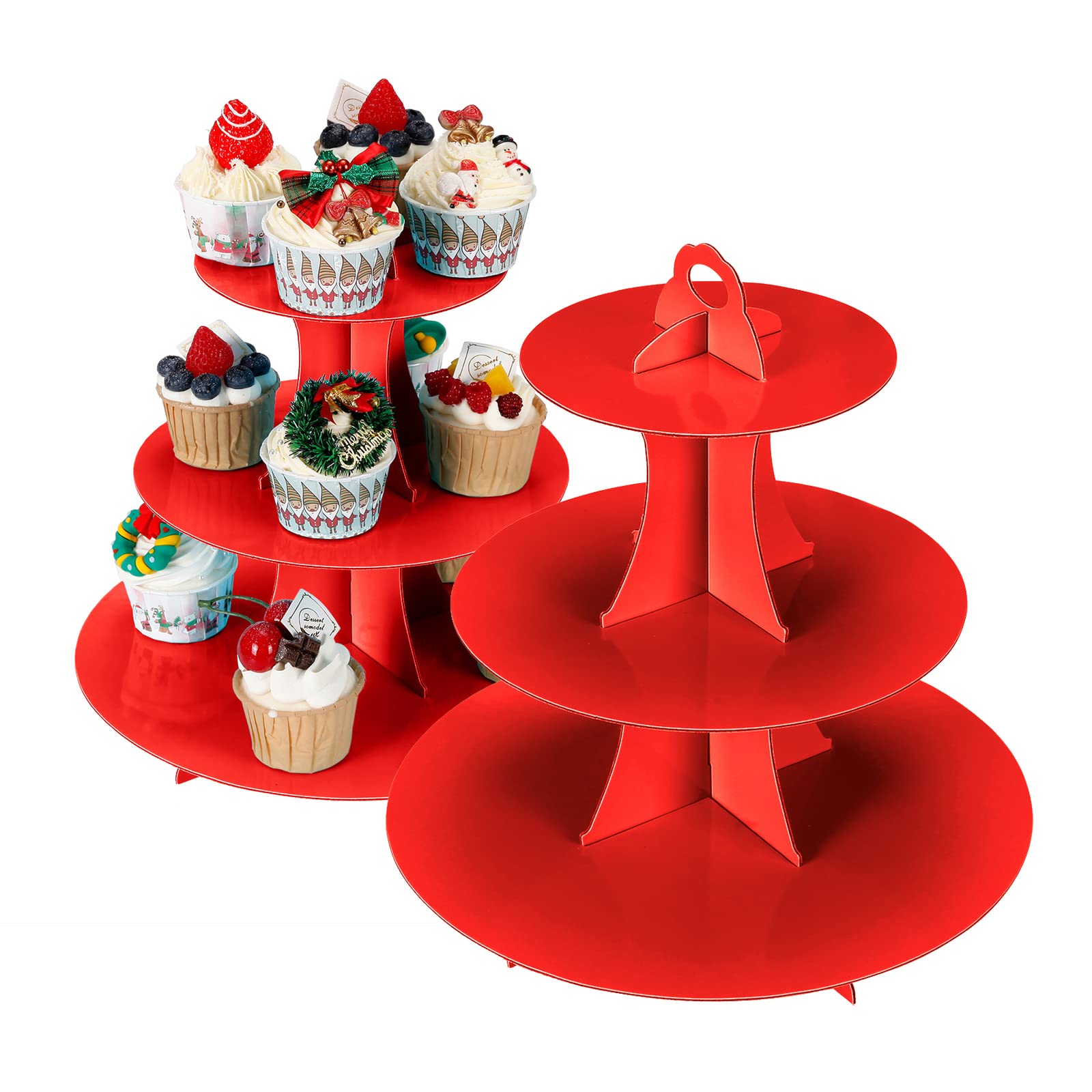 2-Pack 3-Tier Cupcake Stand Holder for Birthday Parties, Wedding Dessert Tables & Floral Tea Events - 12