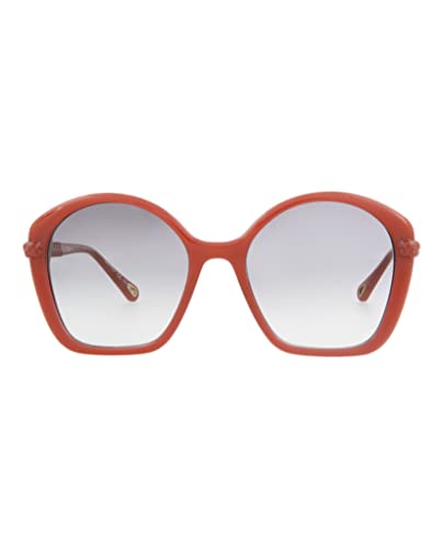 Chloé Square & Rectangle Sunglasses - Orange & Grey Luxury Designer Eyewear | Italian-Made Bio Injection Frame | Fashionable UV Protection for Women | Perfect for Beach, Driving & Everyday Wear