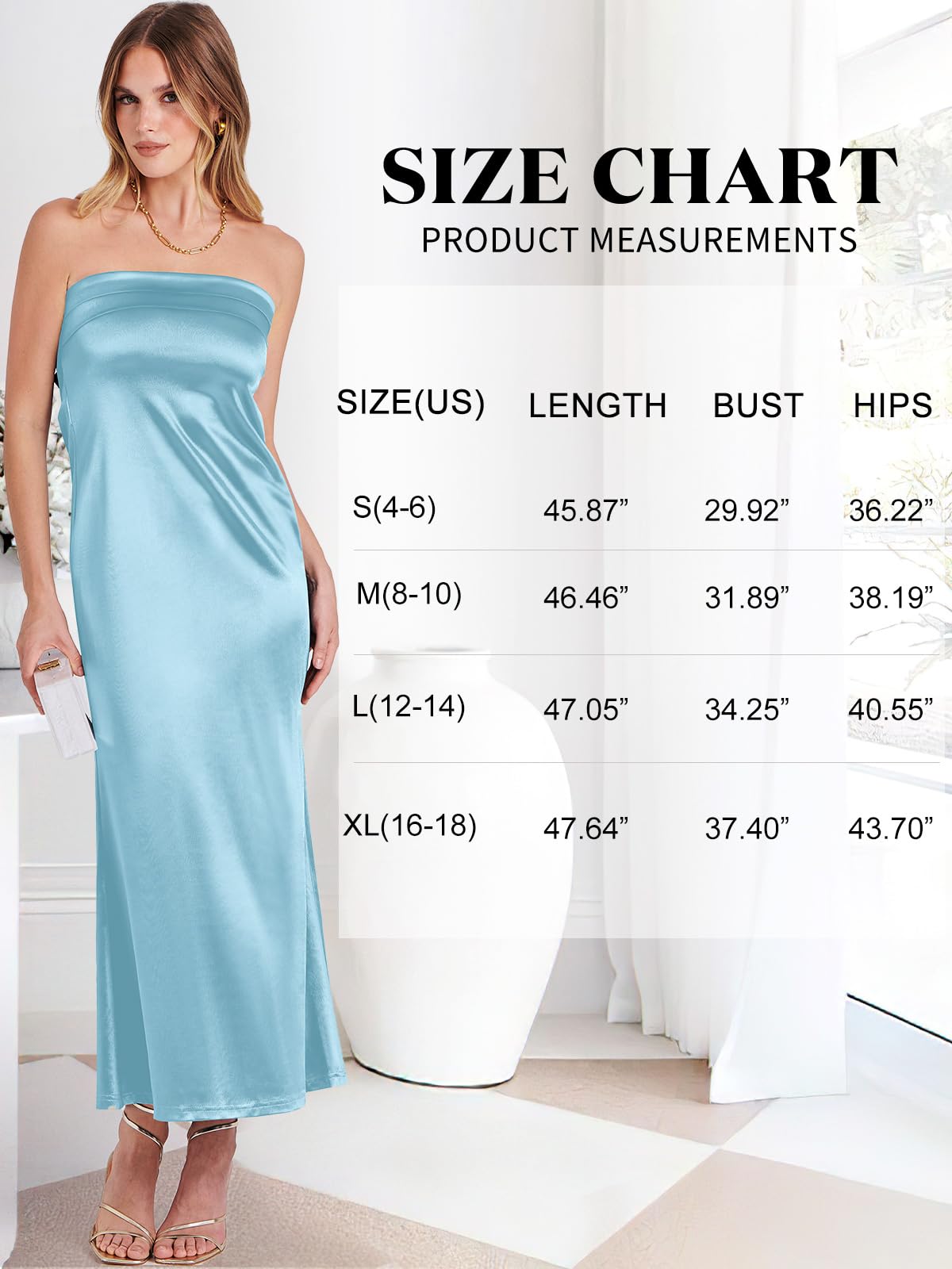 ANRABESS Women's Strapless Satin Maxi Dress - Elegant Backless Bodycon Cocktail Dress for Wedding Guest, Party & Formal Occasions | Summer & Spring 2025 Fashion