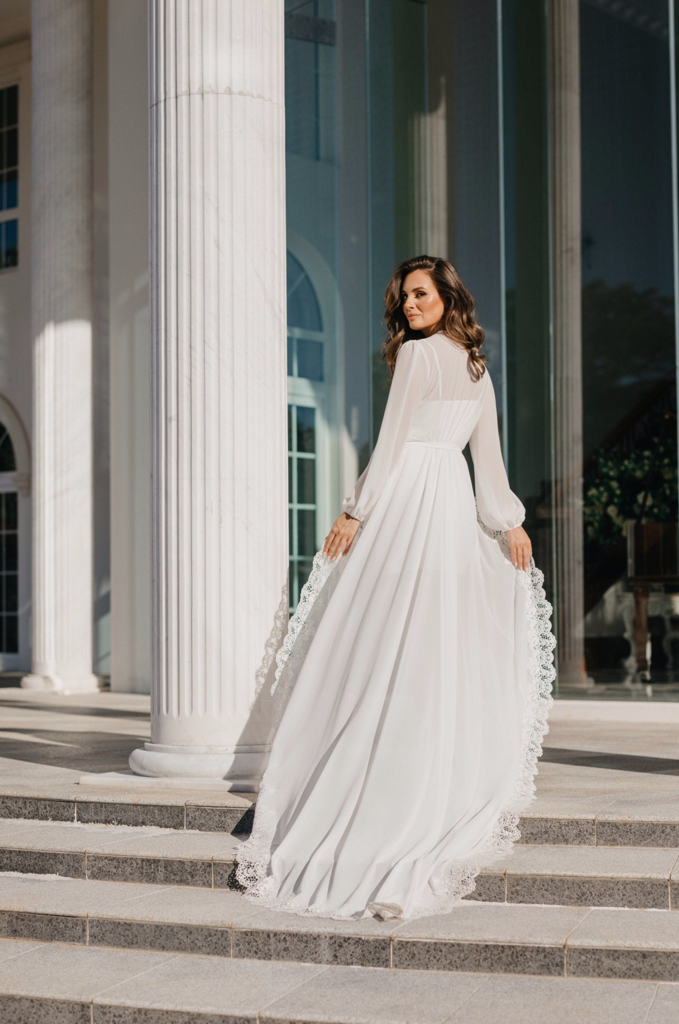 Elegant Jolie Lace Trim Maxi Dress with Train & Slip - Perfect for Weddings, Prom, and Formal Events