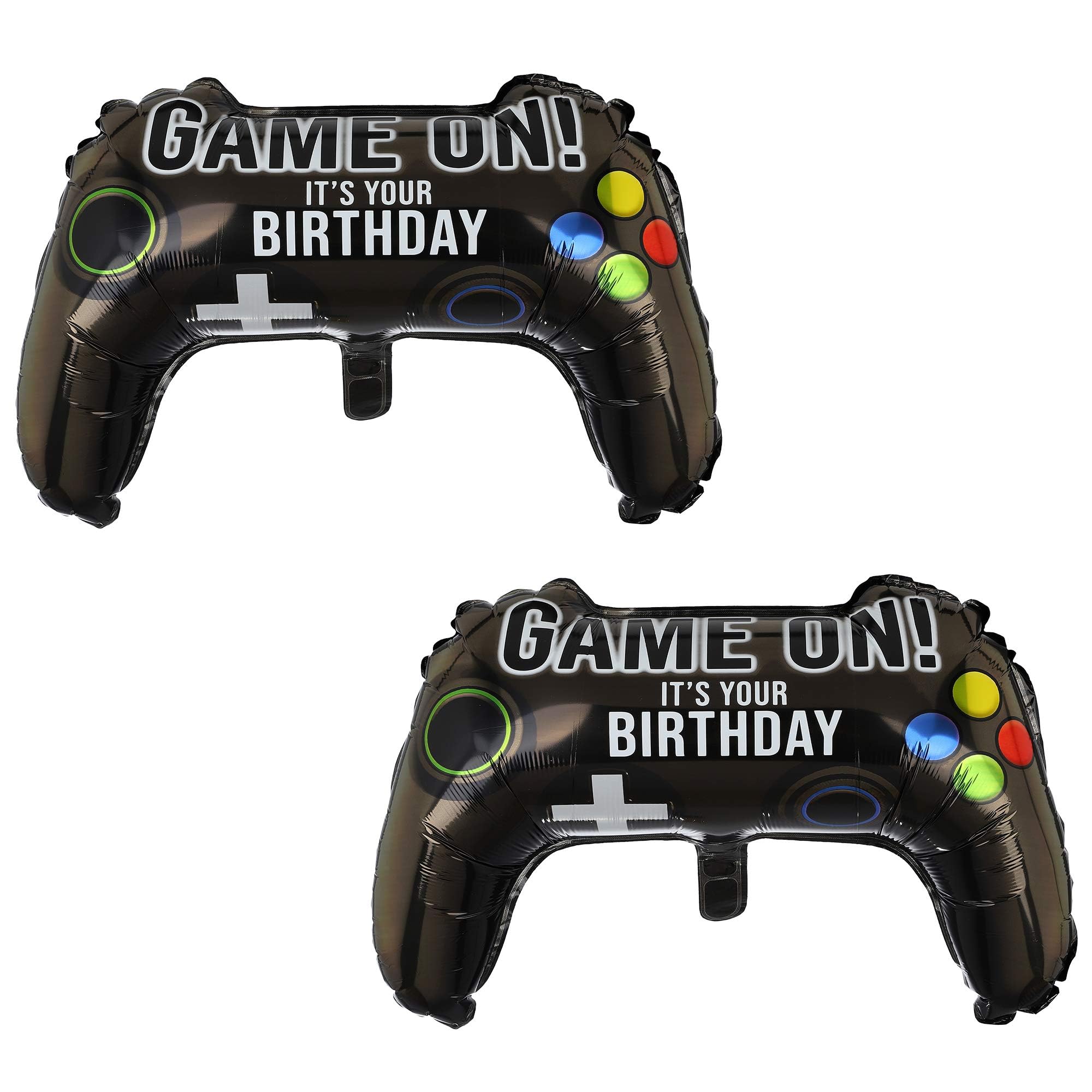 2 Pack Video Game Controller Mylar Balloons - Perfect for Boys Gaming Birthday Party Decorations & Themed Celebrations - Great for Arcade Parties, Gamer Gifts, and Gaming Room Decor