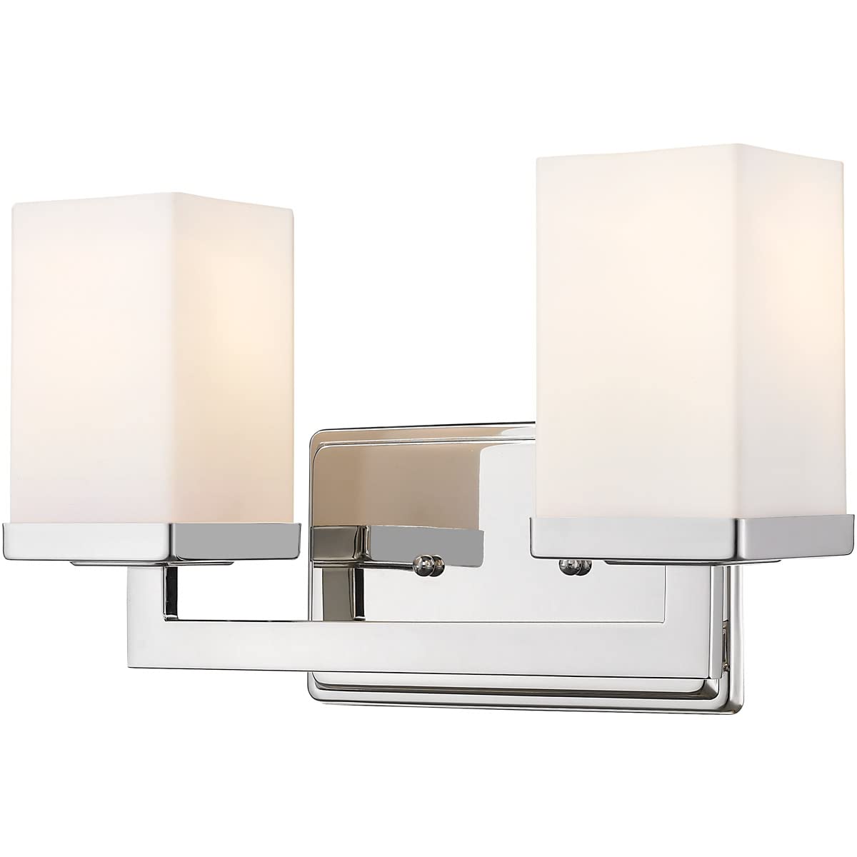 Z-Lite 1901-2V Tidal Two Light Bathroom Vanity Light - Chrome Finish Metal Frame with Matte Opal Glass Shade - Perfect for Modern Bathrooms, Powder Rooms and Dressing Areas
