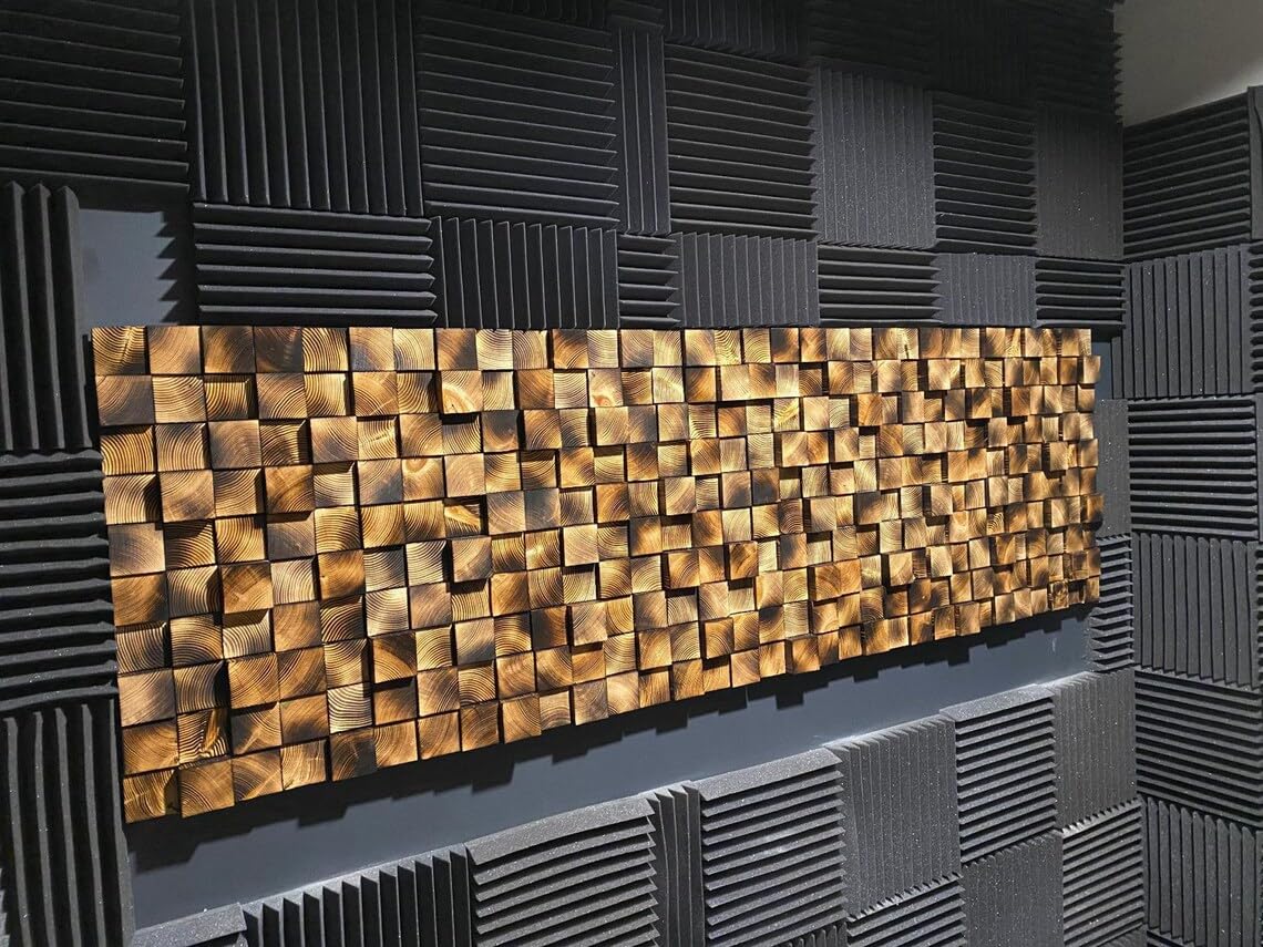 Reclaimed Wood Wall Art Mosaic - Modern Wooden Wall Decor & Sculpture - Handmade Home Gift for Living Room, Bedroom, or Office Decoration