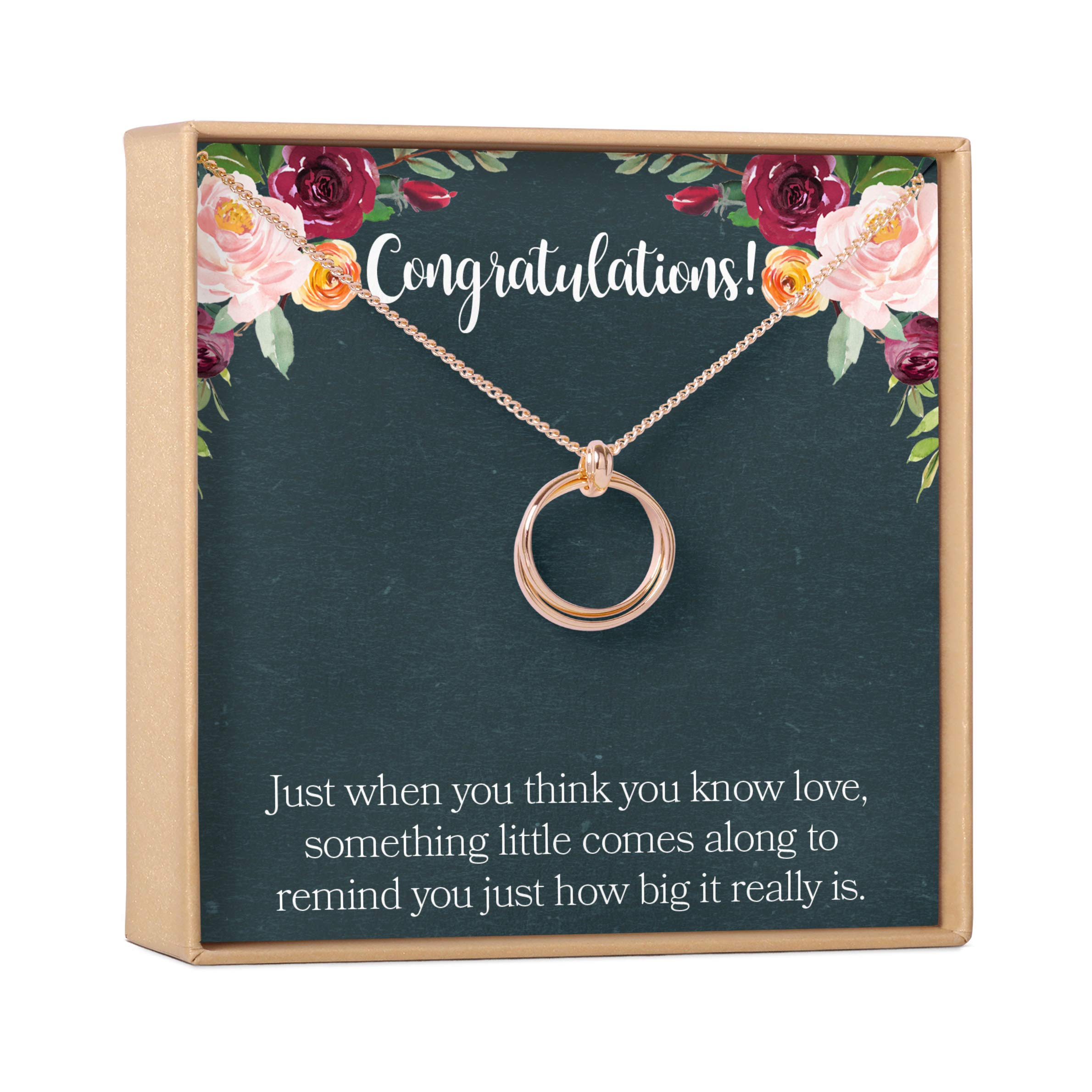 Dear Ava Pregnancy Gift Necklace for New Moms & Expectant Mothers - Elegant 2 Linked Circles Pendant Jewelry - Perfect Baby Shower Gift & Pregnancy Announcement Keepsake