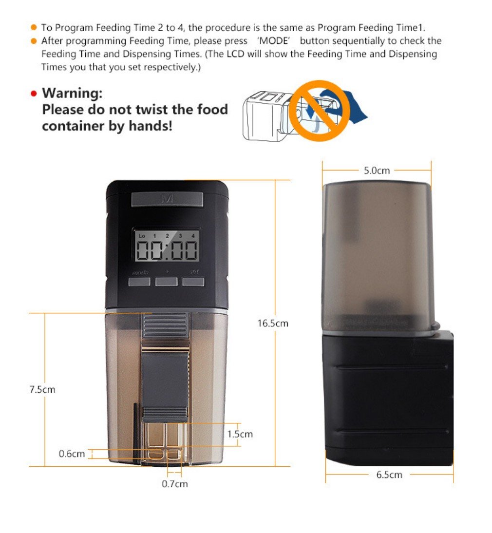 Automatic Fish Feeder for Aquarium - 0.175L Capacity Digital Timer Fish Food Dispenser for Pellets, Flakes & Granules | Perfect for Vacation, Office & Home Fish Tanks