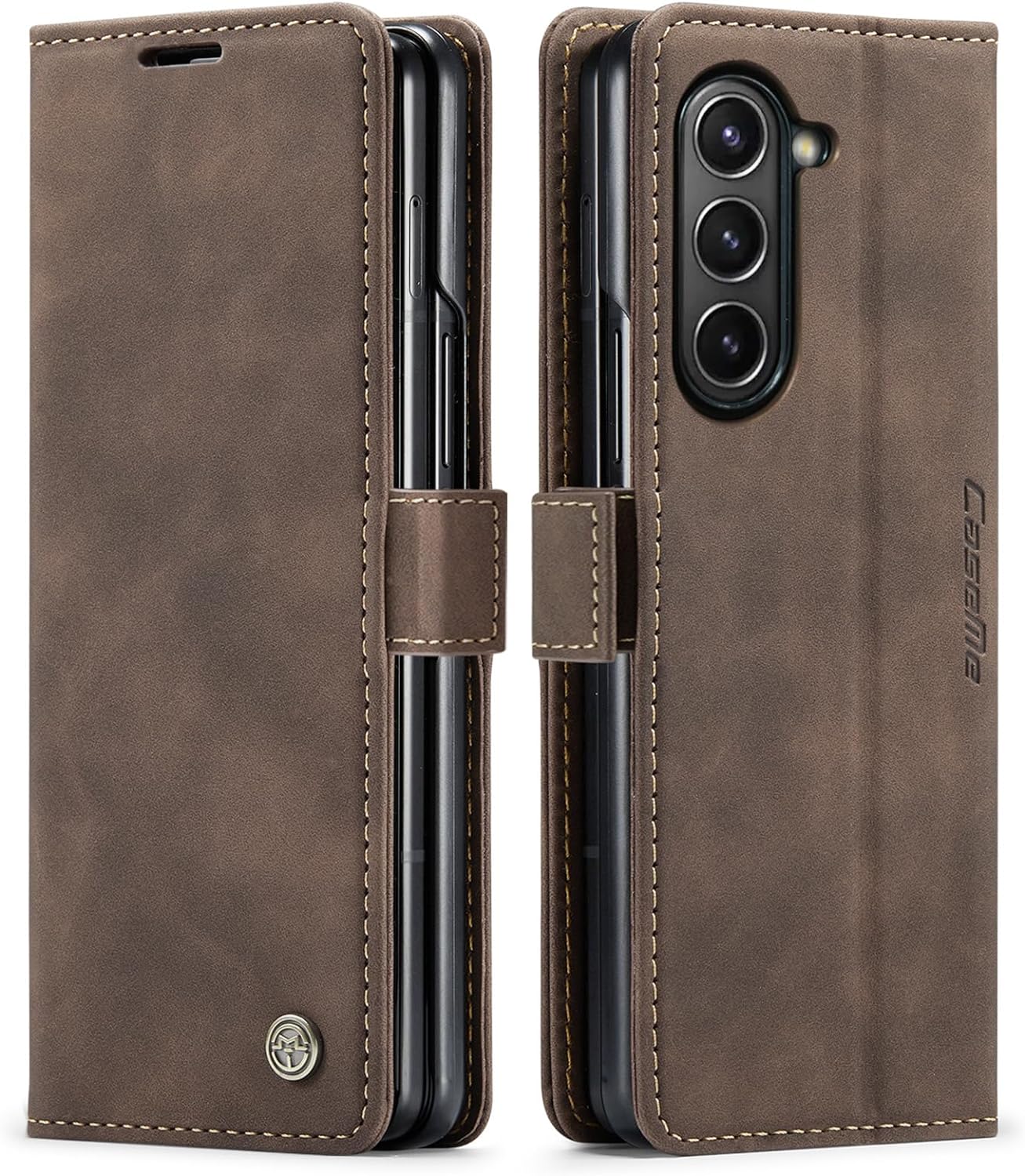 Samsung Galaxy Z Fold 5 Leather Case with Card Holder - Shockproof Protective Cover for Phone | Slim Flip Wallet Design for Everyday Use & Travel