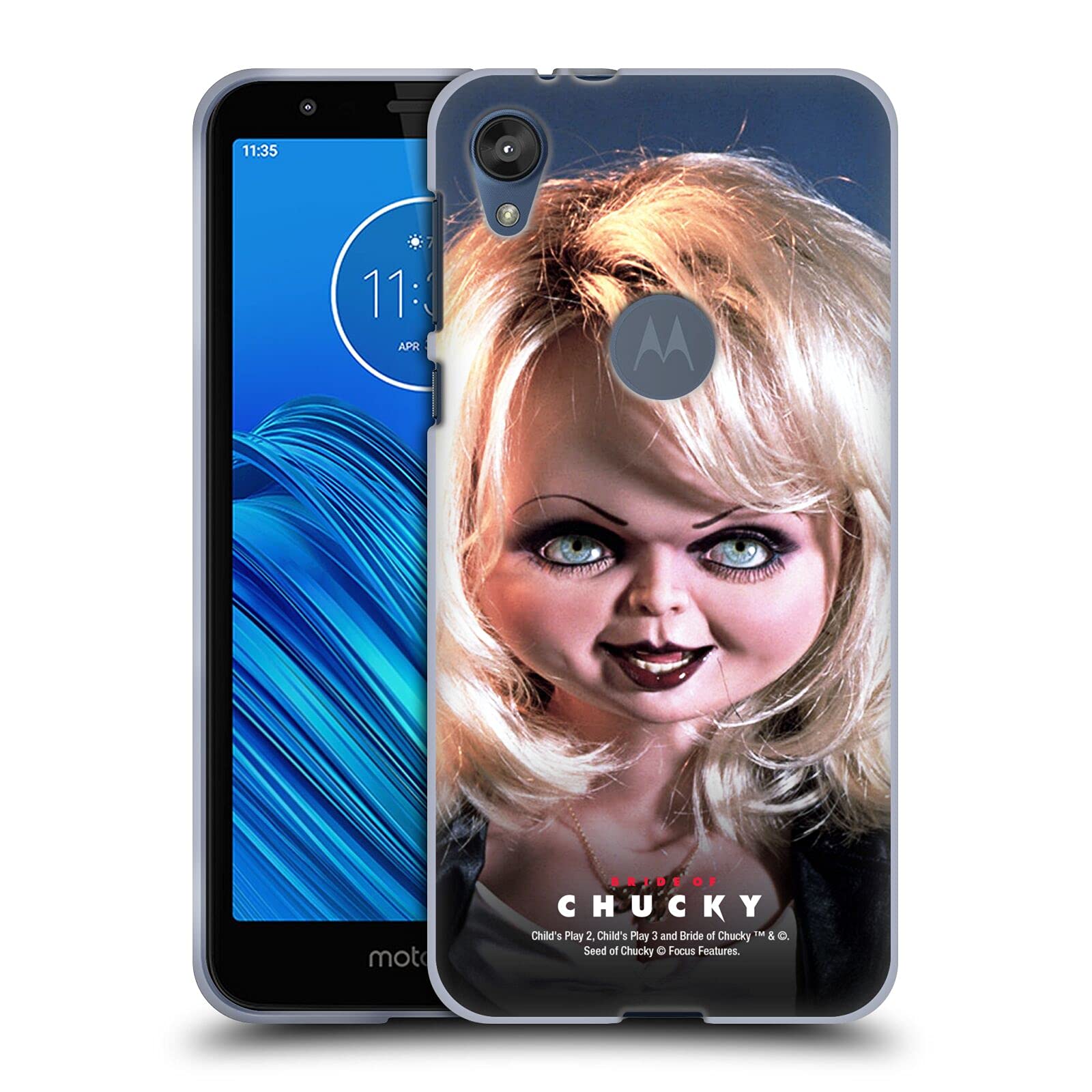 Motorola Moto E6 Bride of Chucky Tiffany Doll Soft Gel Case - Officially Licensed Horror Movie Accessory for Fans and Collectors, Perfect for Halloween and Movie Nights