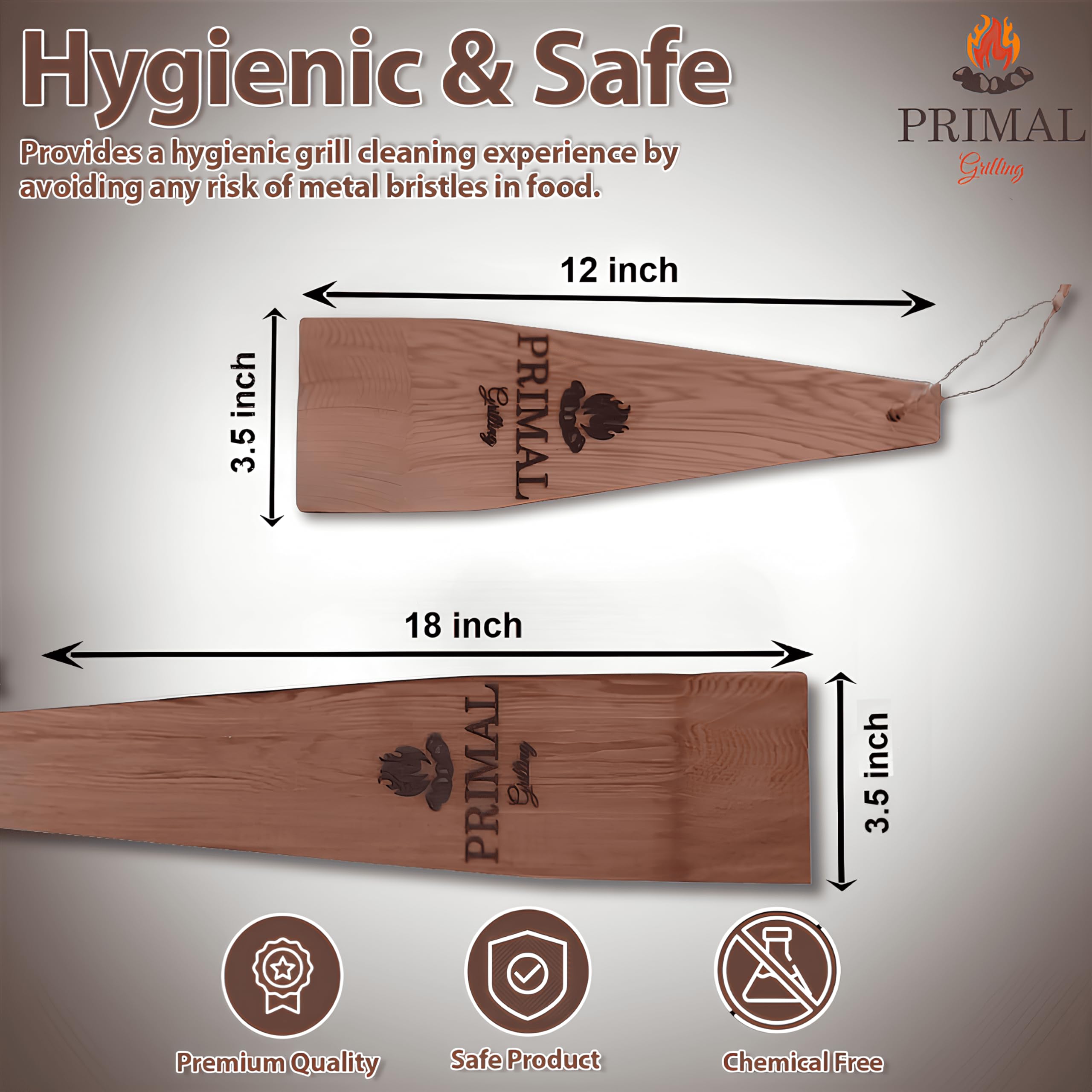 Bristle-Free BBQ Grill Scraper Tool - Premium Western Red Cedar Wooden Grill Scraper for Gas & Charcoal Grills - 2-in-1 Barbecue Griddle Cleaner for Outdoor Cooking & Backyard Grilling - Perfect Gift for Grill Masters & BBQ Enthusiasts