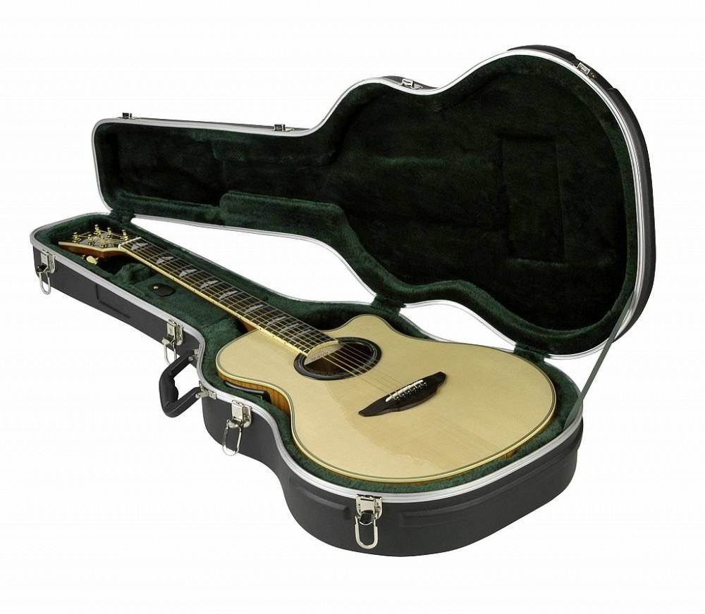 SKB Thin-Line Acoustic-Electric Guitar Hardshell Case with Standard Latches & Handle - Perfect for Travel, Gigging & Stage Performances