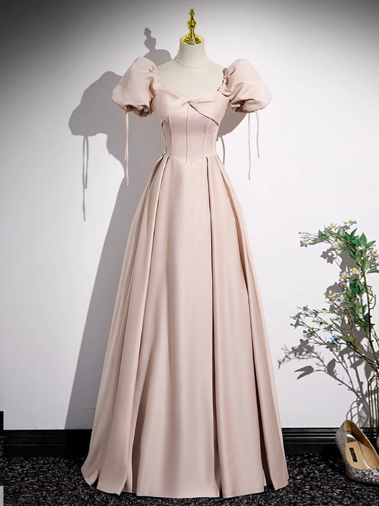 Elegant Pink Satin A-Line Long Prom Dress for Women - Formal Evening Gown for Homecoming, Wedding Guest & Special Occasions