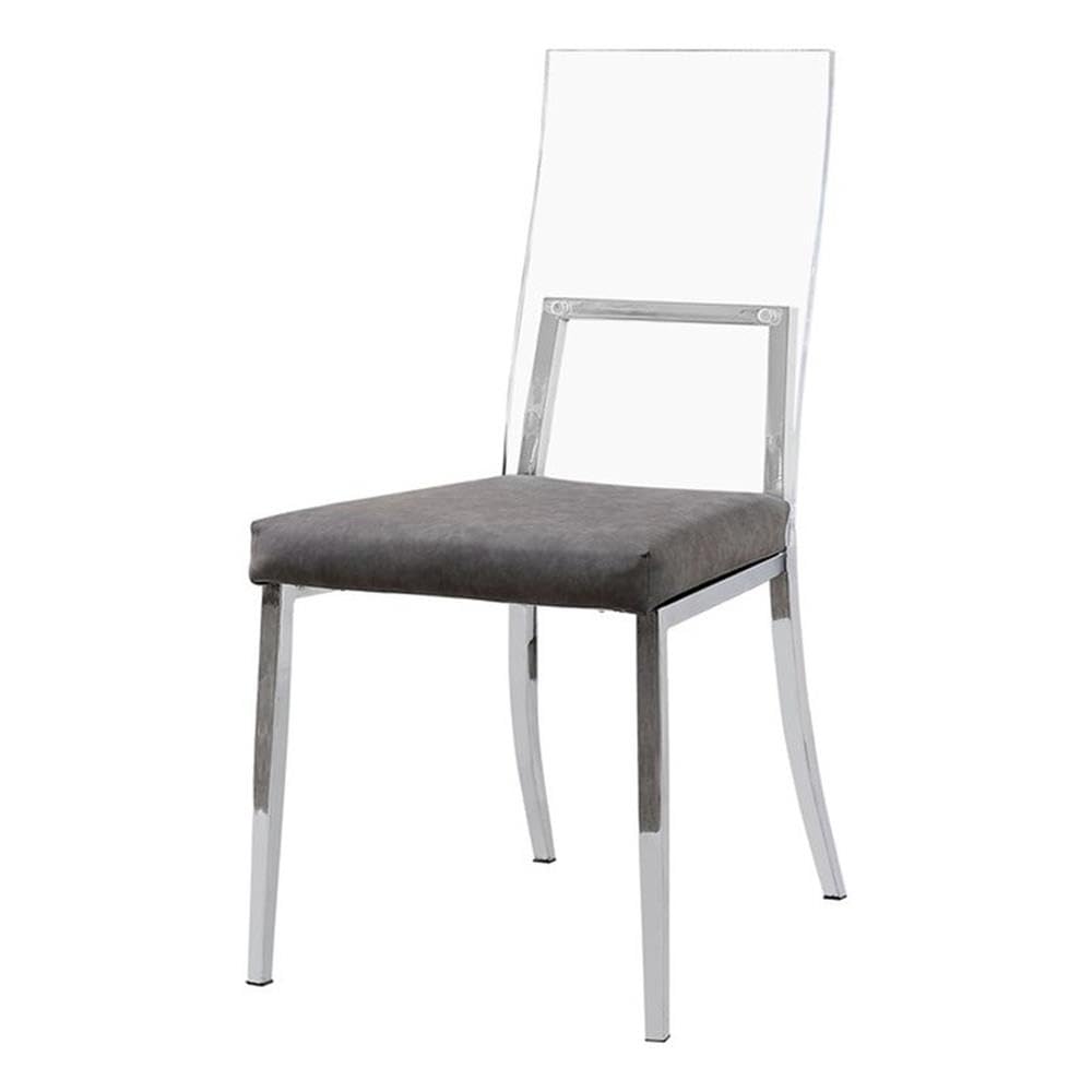 Furniture of America Hartly Metal Padded Dining Chairs - Set of 2 Chrome Finish, Comfortable Upholstered Seats for Kitchen, Dining Room & Breakfast Nook