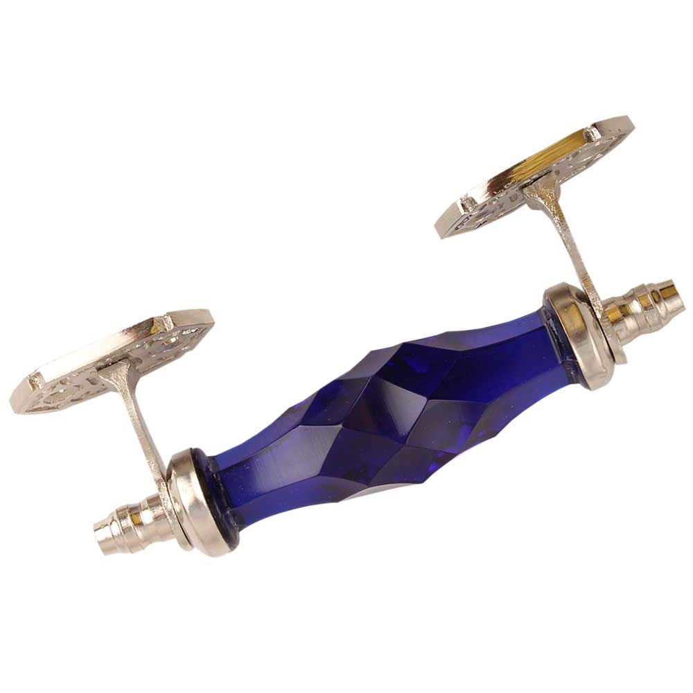 IndianShelf 1 Pack Blue Glass Diamond Cabinet Handles - Decorative Drawer Pulls for Dresser, Wardrobe & Furniture (GH-58) - Elegant Home & Office Upgrade
