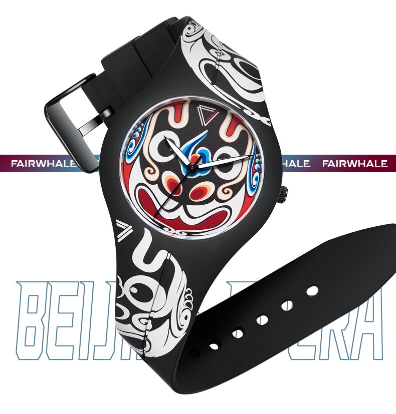 Mark Fairwhale Peking Opera Inspired Creative Watch - Unique Chinese Cultural Design for Men & Women - Perfect for Costume Parties, Cultural Events & Fashion Statements