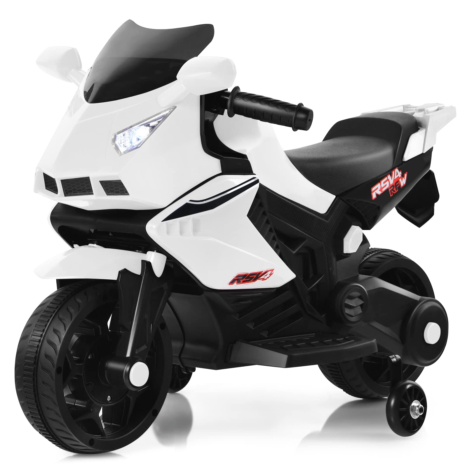 HONEY JOY 6V Kids Electric Motorcycle with Training Wheels - Ride On Toy for Boys & Girls - Outdoor Play